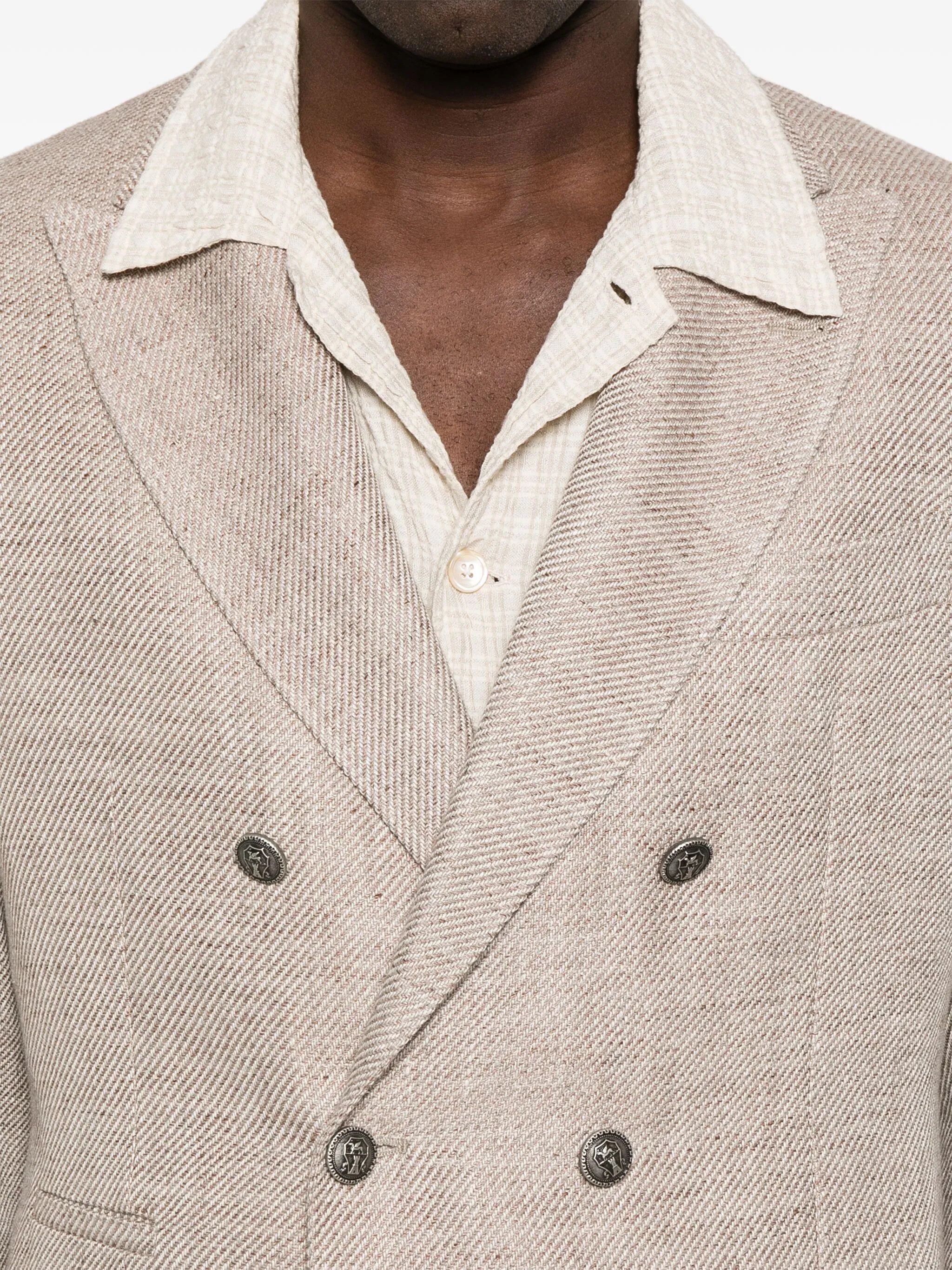 Brunello Cucinelli o1y0526 Double-breasted Blazer in Beige Size US M / EU 48-50 / 2 - 5 Thumbnail