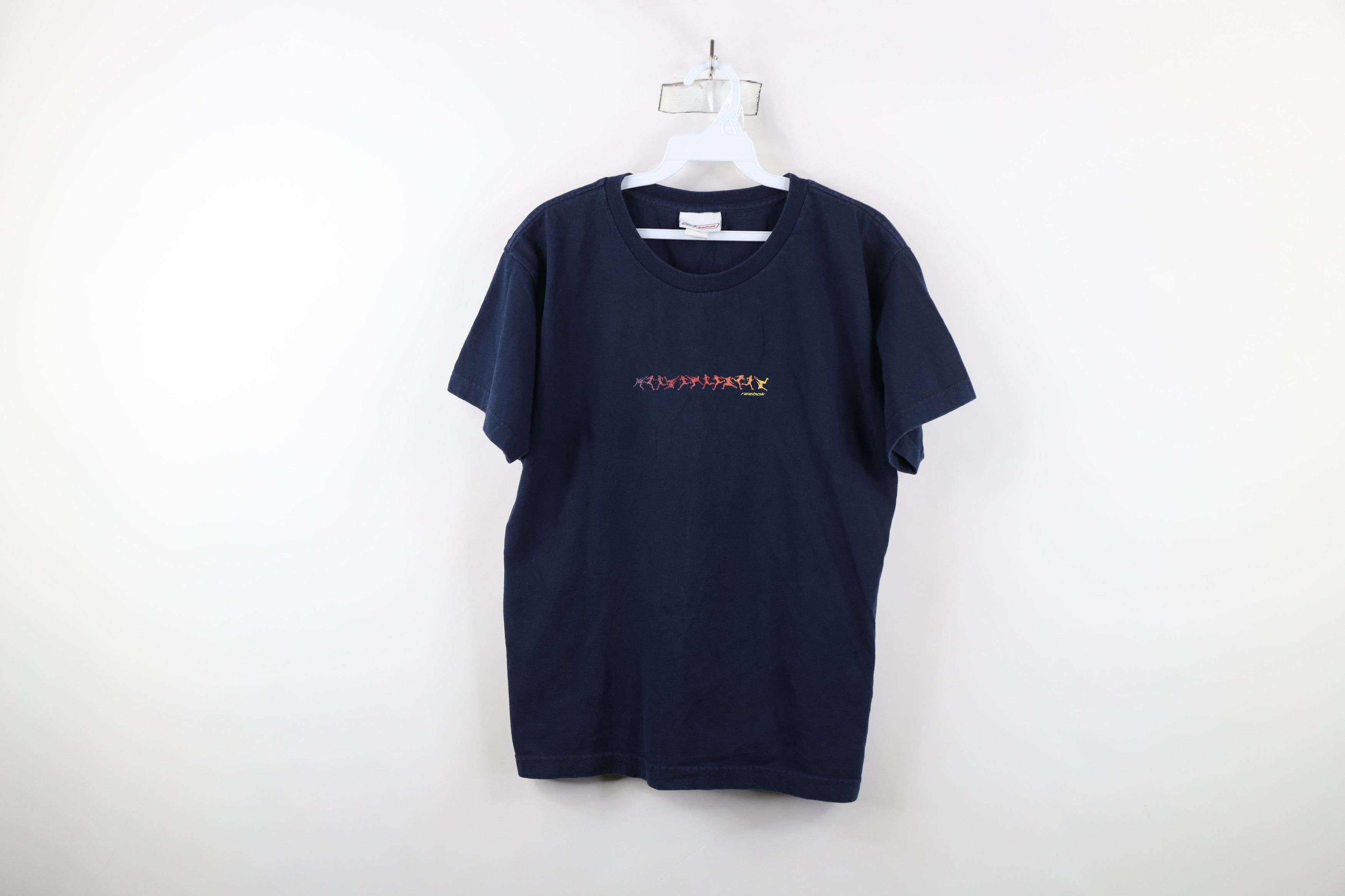 Reebok × Vintage Vintage 90s Reebok Spell Sports Short Sleeve T-Shirt Blue Size L / US 10 / IT 46 - 1 Thumbnail