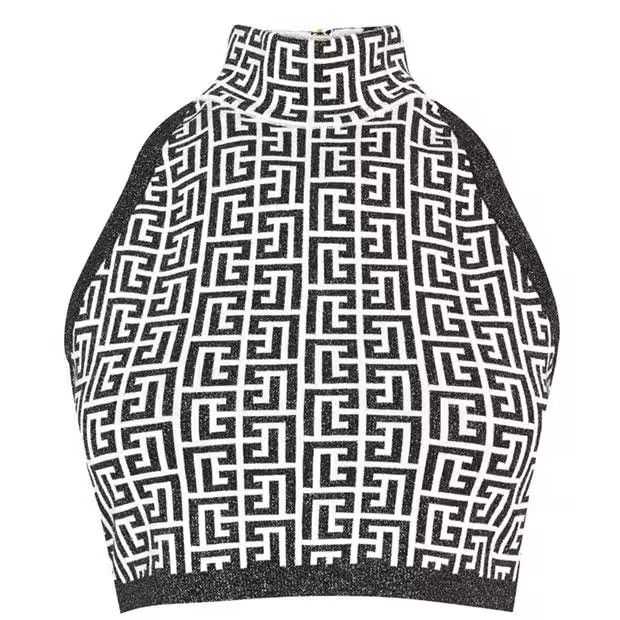 Balmain o1g2r1mq0924 Tank Top in White & Noir Size XS / US 0-2 / IT 36-38 - 1 Thumbnail