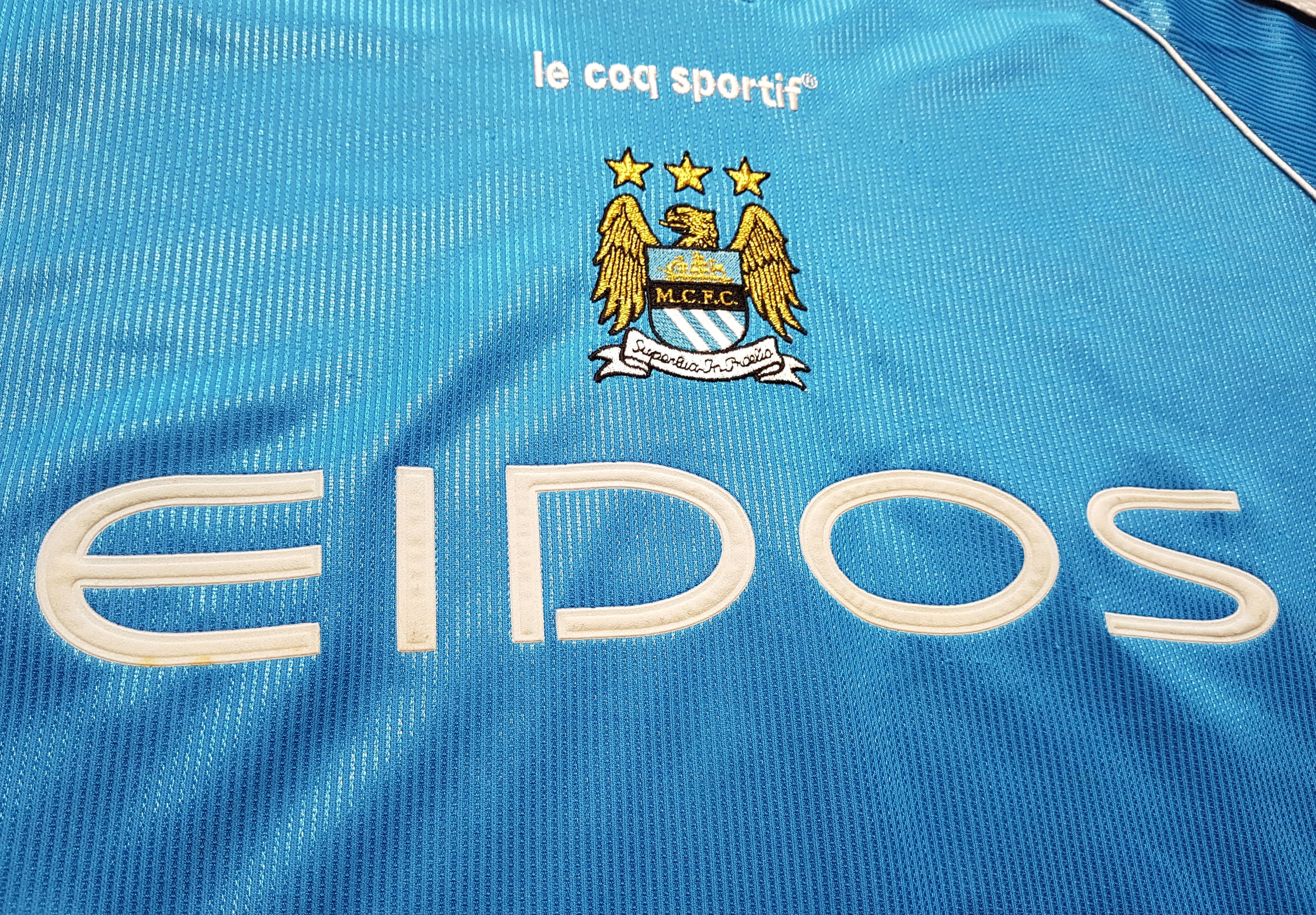 Le Coq Sportif Manchester City 1999-2001 Vintage Football Soccer Jersey XL Size US XL / EU 56 / 4 - 8 Thumbnail