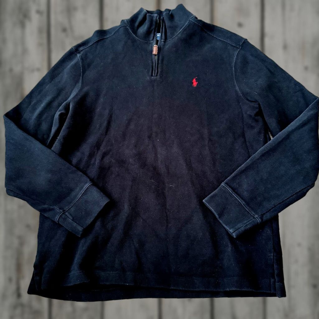 Polo Ralph Lauren Polo Ralph Lauren Sweater Mens Large Estate Rib 1/4 Zip Pullover Black Cotton Mock Neck Long Sleeve Pullover Classic Casual Designer 1/4 Zip Size US L / EU 52-54 / 3 - 1 Thumbnail