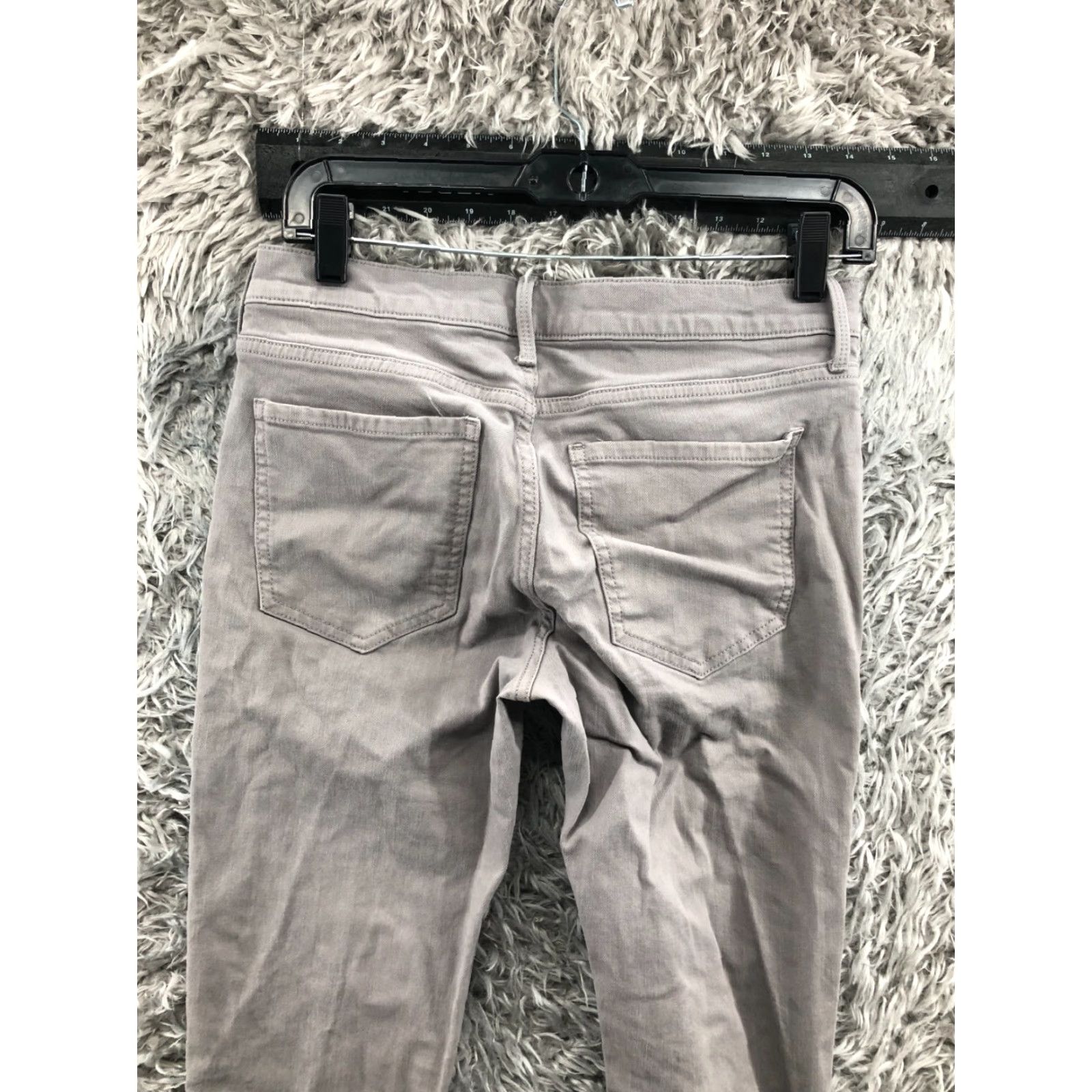 Banana Republic Banana Republic Slim Straight Pants Womens Gray 27 Long - Regular Rise Flat Front Knit Polyester Chino Style Slimming 32 Inseam Casual Formal Size 27" / US 4 / IT 40 - 6 Thumbnail