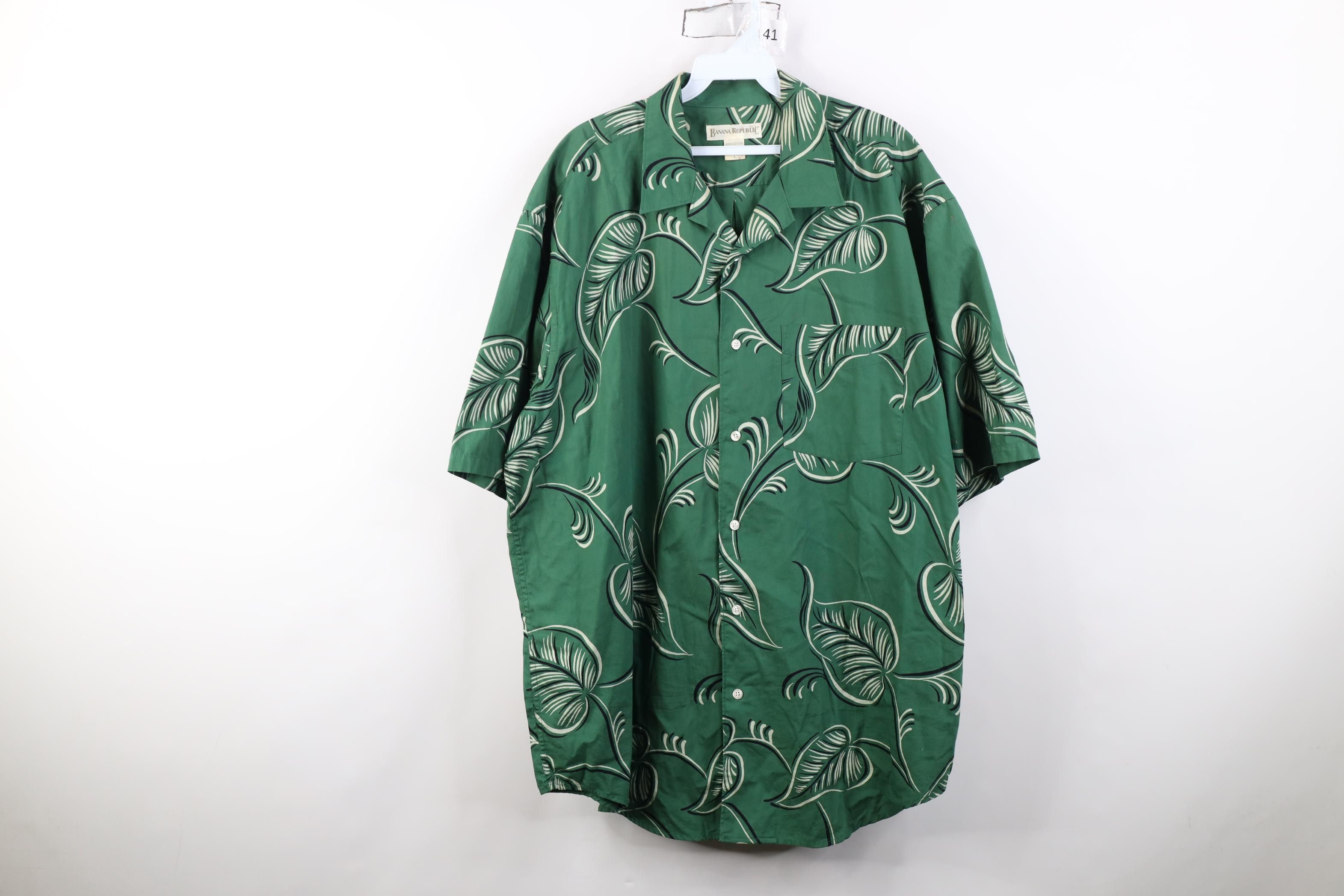Banana Republic Vintage 90s Banana Republic Leaf Beach Luau Button Shirt Size US L / EU 52-54 / 3 - 1 Thumbnail