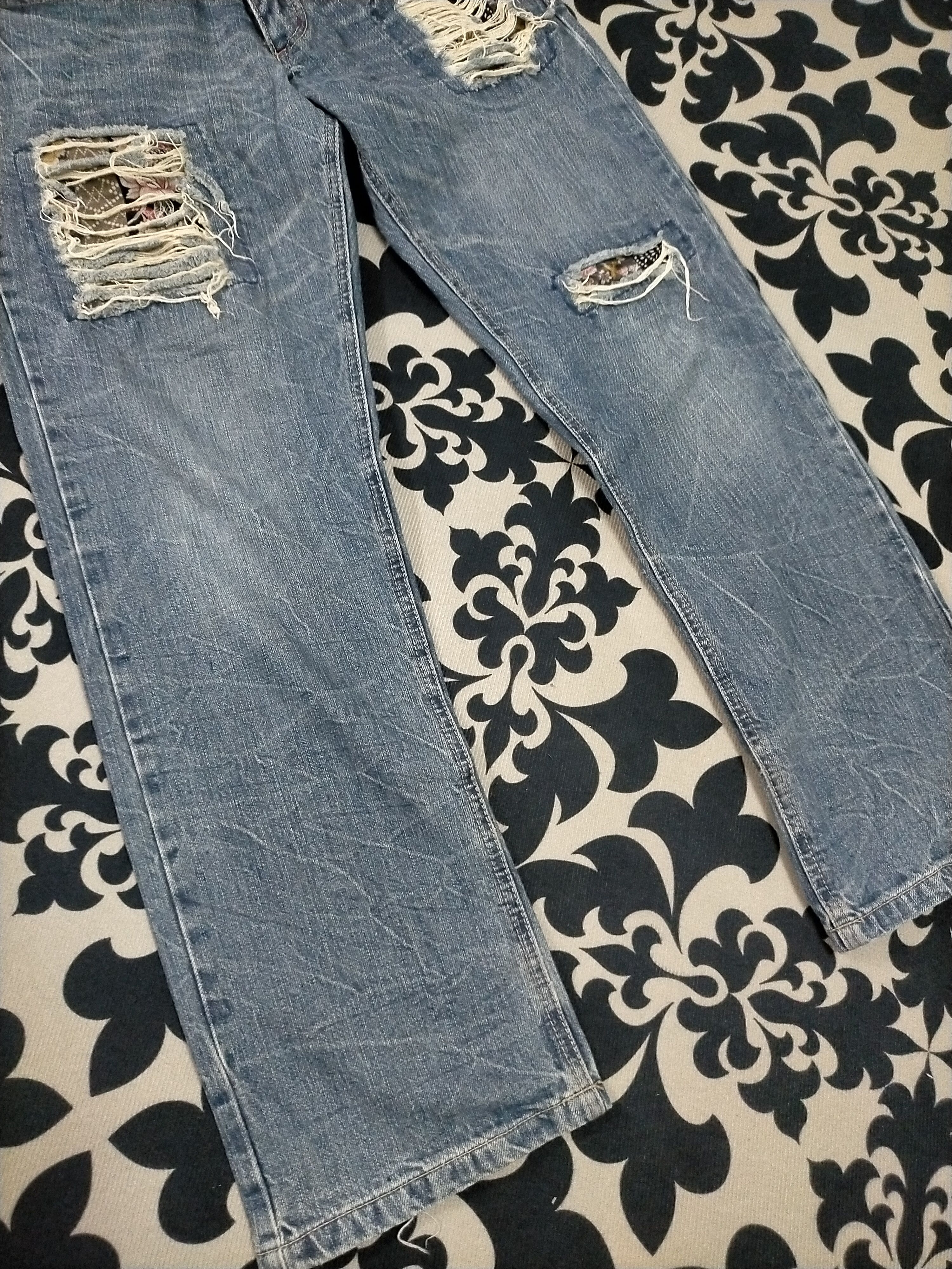Ed Hardy 🔥 Distressed 🔥 Karakuri Tamshii Style Double Waist Jeans Size US 30 / EU 46 - 3 Thumbnail