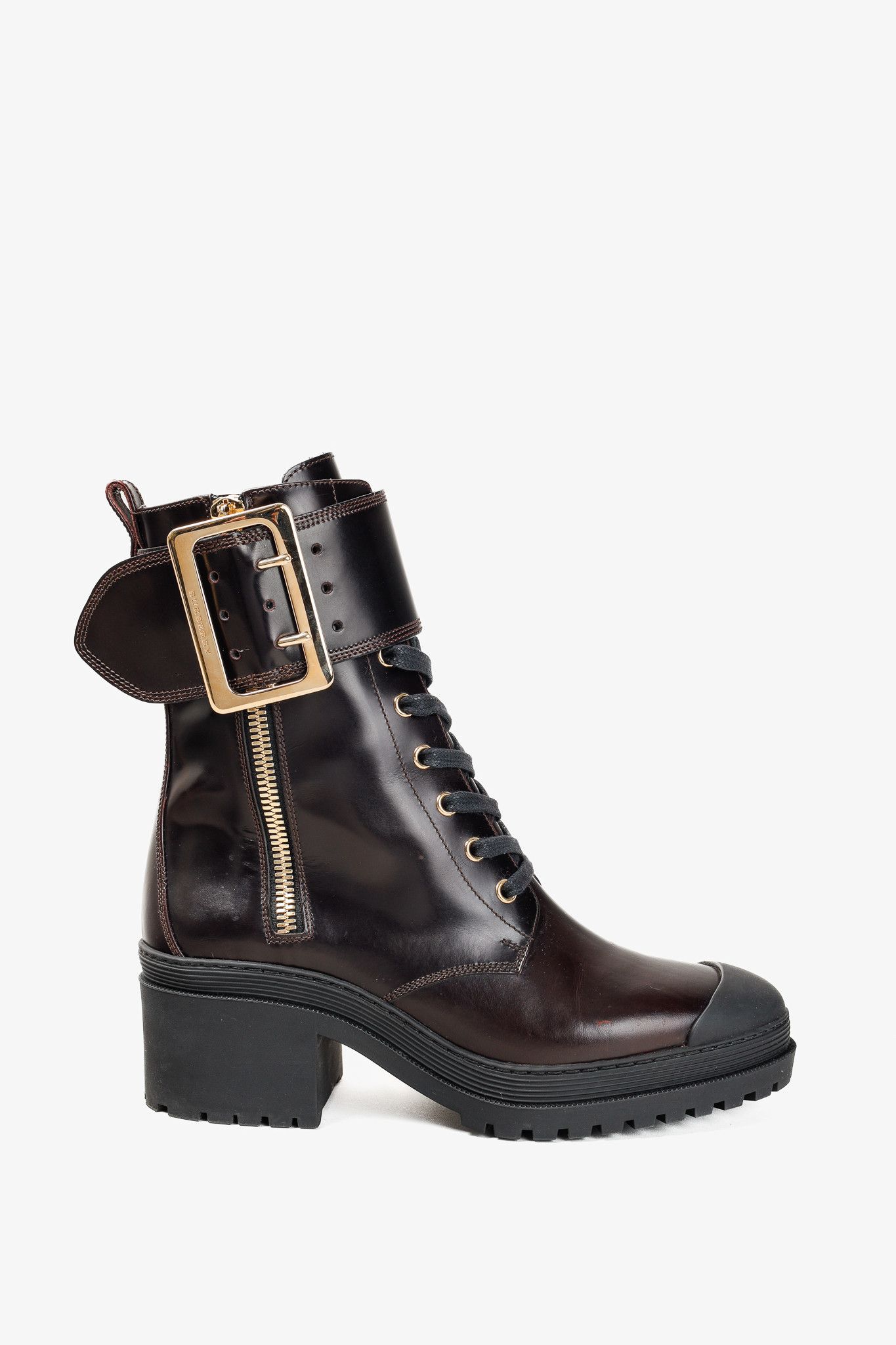 Burberry Burberry Scarcroft 50 Buckled Glossed-Leather Combat Boots Size US 7.5 / IT 37.5 - 1 Thumbnail