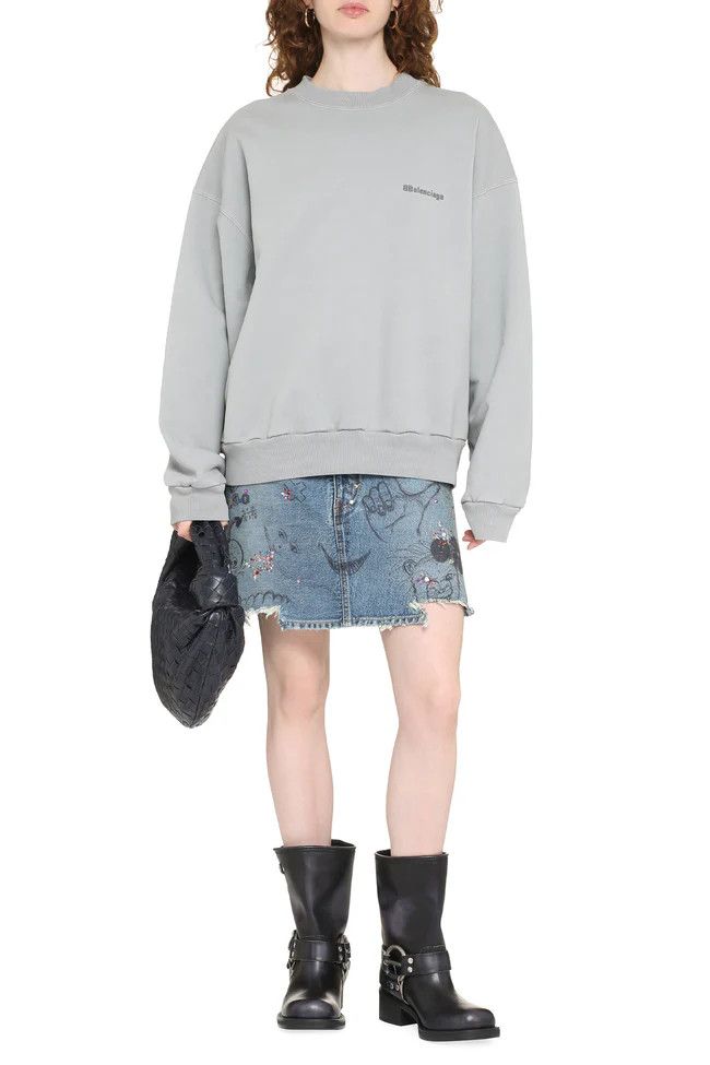 Balenciaga o1mle0824 Logo Sweatshirt in Grey Size S / US 4 / IT 40 - 2 Thumbnail
