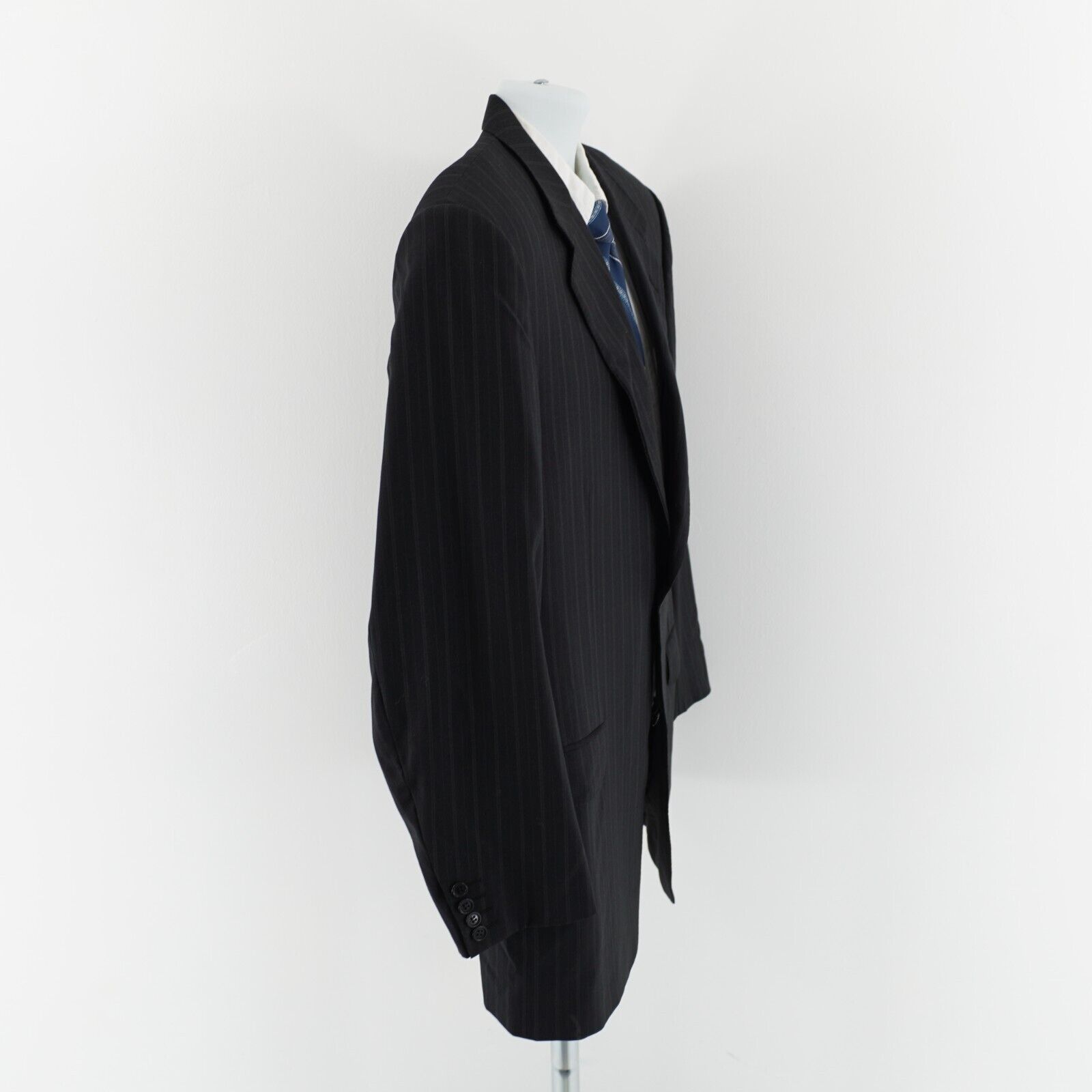Canali DAMAGED Canali Pure Wool Gray Striped Suit Jacket 2 Button 4 Size 42R - 9 Thumbnail
