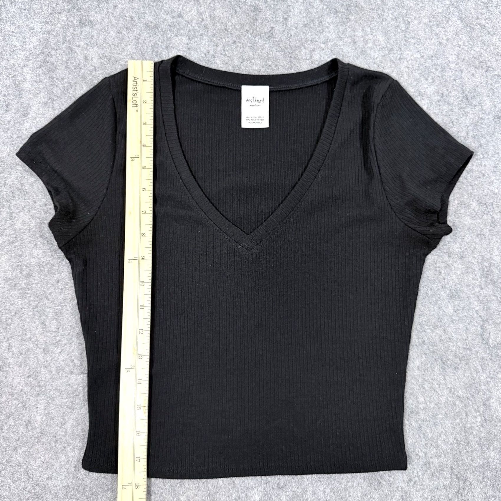 destin Destined Casual Stretch Ribbed Pullover Shirt Top Fits Women's Size Medium Black Size M / US 6-8 / IT 42-44 - 4 Thumbnail