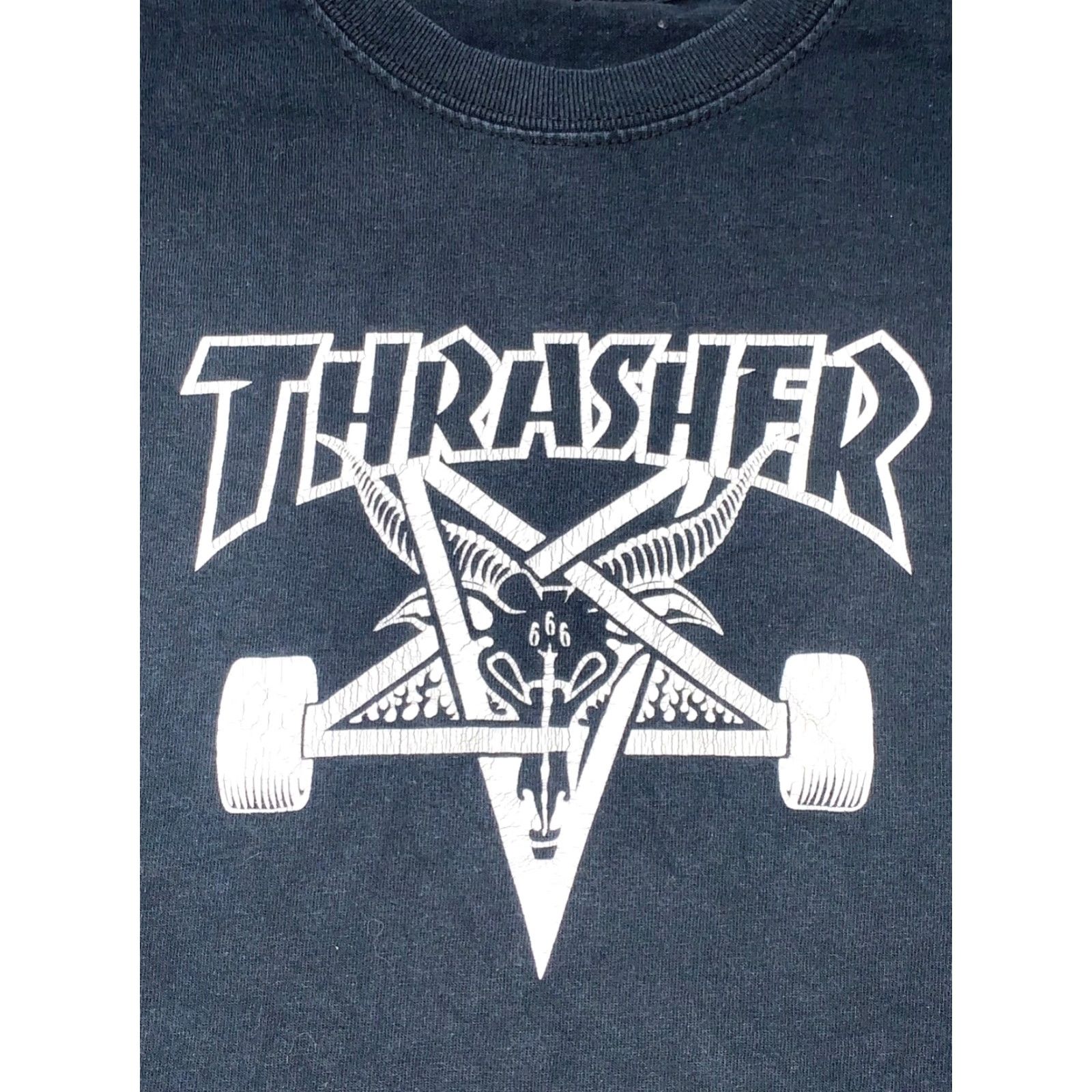 Thrasher VINTAGE Thrasher 4450 T Shirt Black Small Unisex Adults 90s Logo Skate Crew Neck Short Sleeve 666 Skategoat? Size US S / EU 44-46 / 1 - 2 Thumbnail