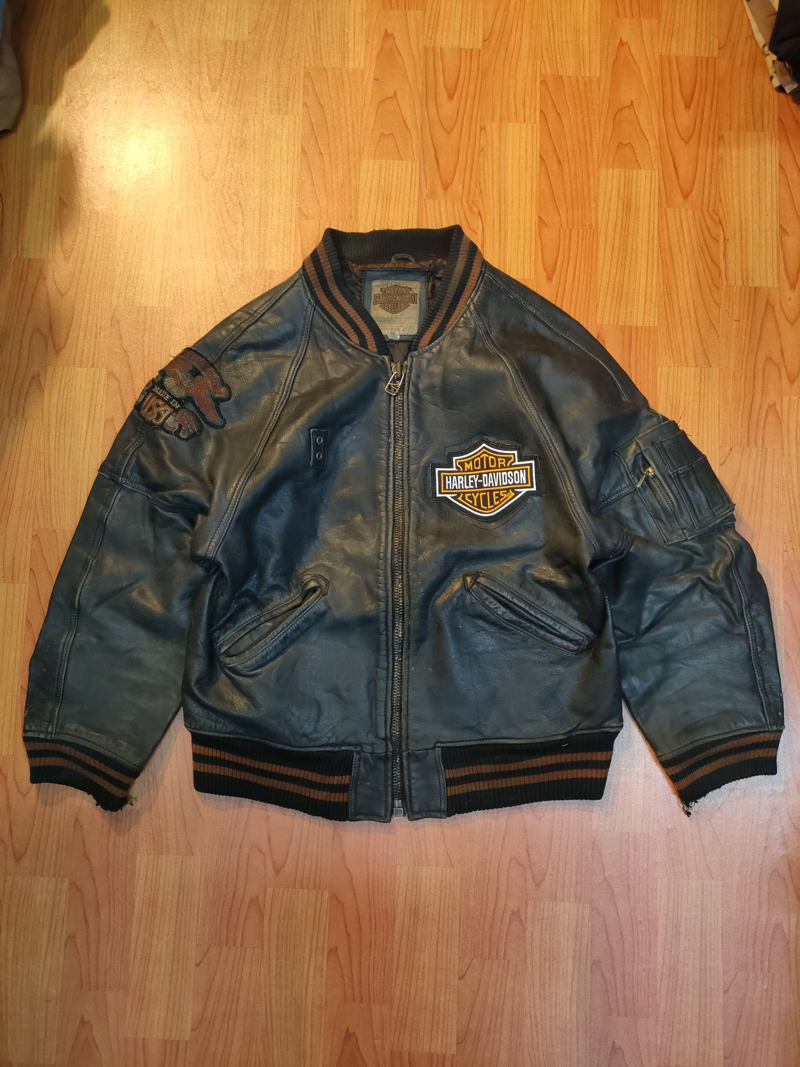 Harley Davidson × Vintage Vintage Harley Davidson Leather Jacket Size US L / EU 52-54 / 3 - 1 Thumbnail