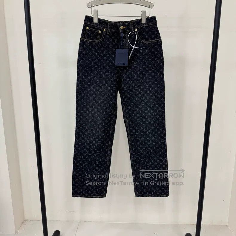 Louis Vuitton Louis Vuitton Black and grey full print straight leg jeans Size US 40 / EU 56 - 1 Thumbnail