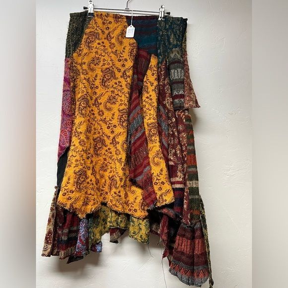 image of Kathmandu Patchwork Skirt in Yellow, Women's (Size 32)