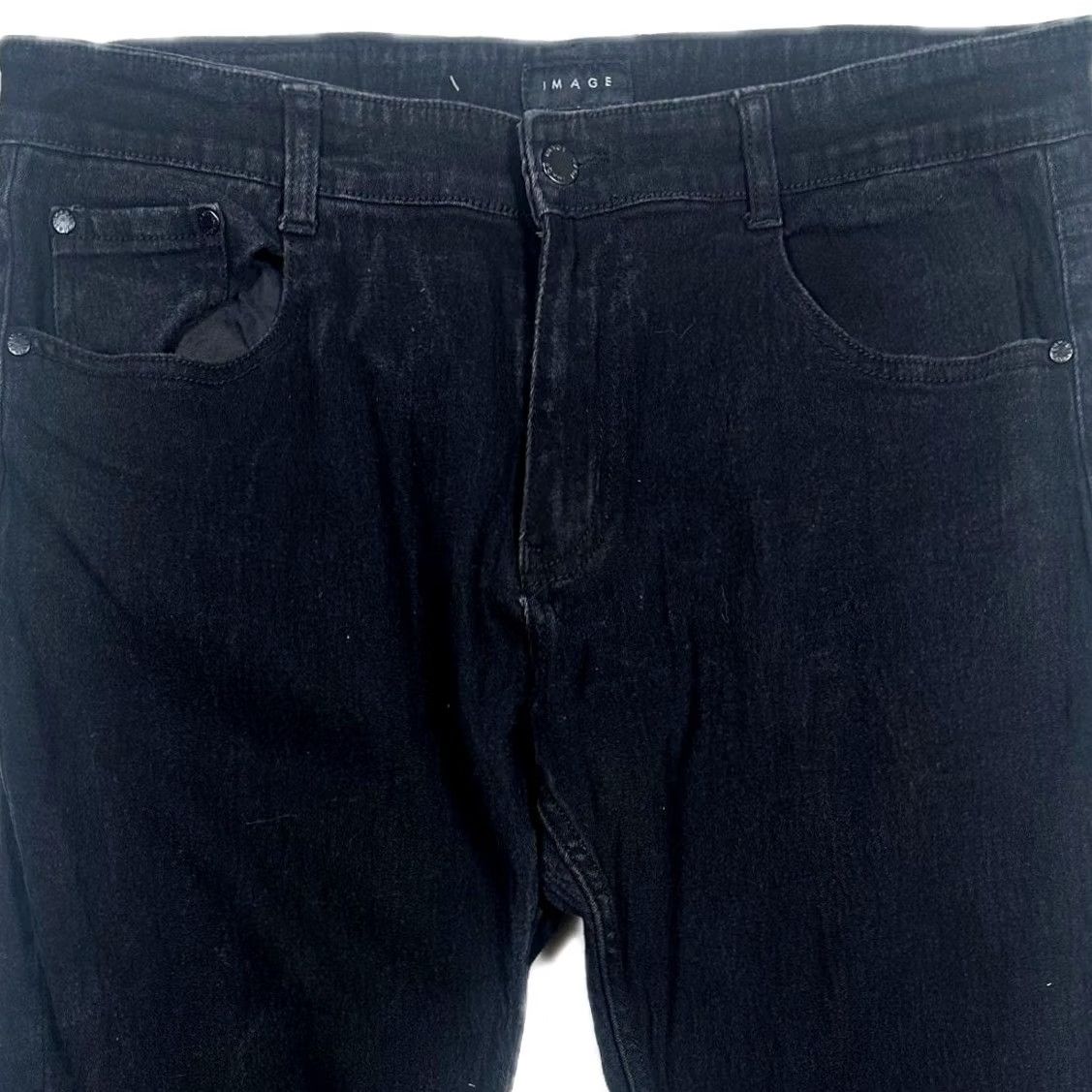Denime IMAGE Mens Black Denim Jeans Straight Fit Size 34x30 Pants Size US 34 / EU 50 - 2 Thumbnail