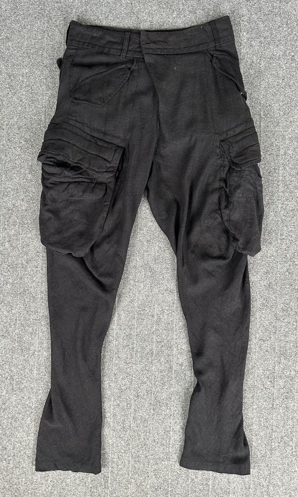 Julius Julius - Linen Gas Mask Multi Pocket Cargo - Gray/Black Size US 30 / EU 46 - 1 Thumbnail