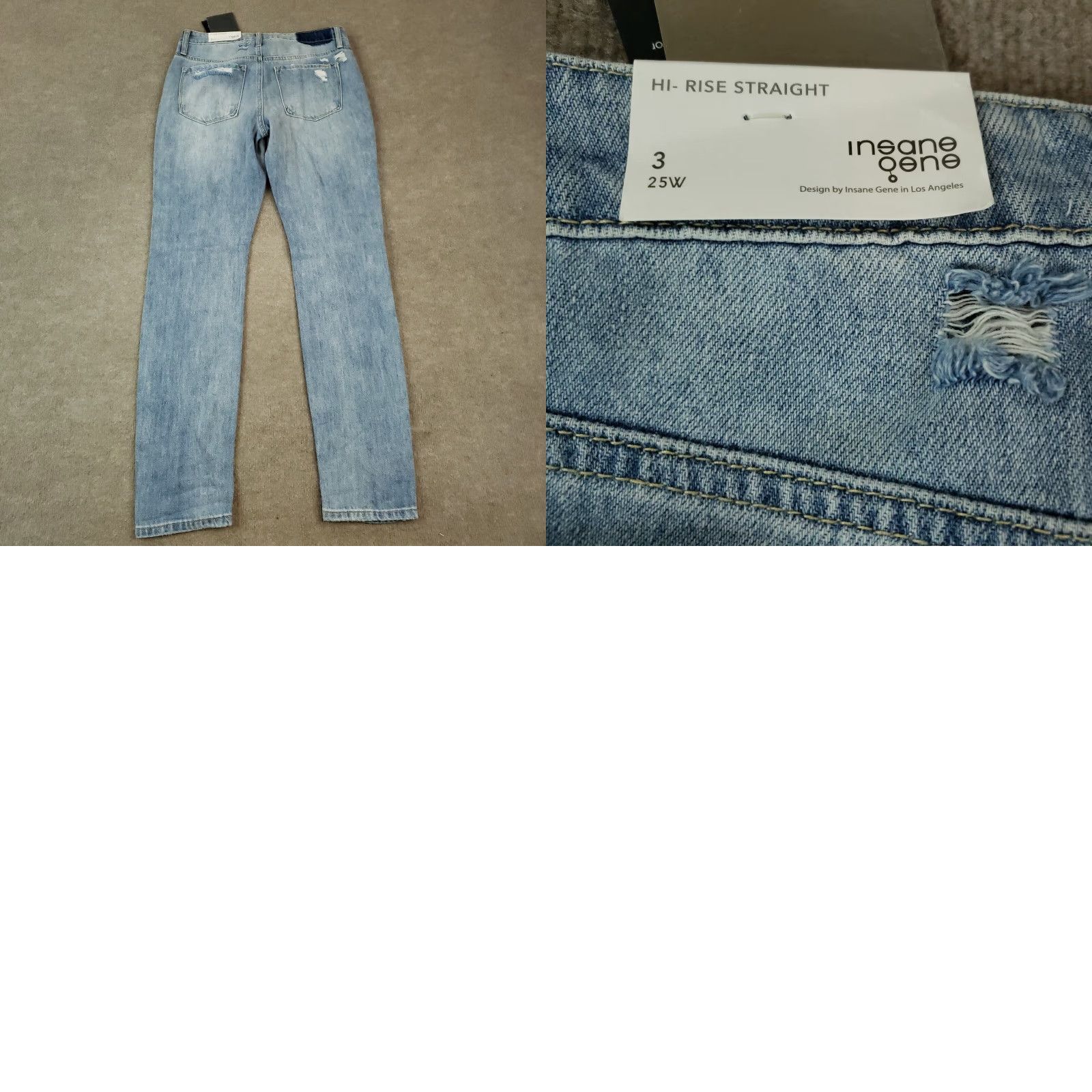 Vintage Insane Gene Jeans Womens Blue Hi- Rise Straight Ankle Casual Distressed 3/25 Size 26" / US 2 / IT 38 - 9 Thumbnail