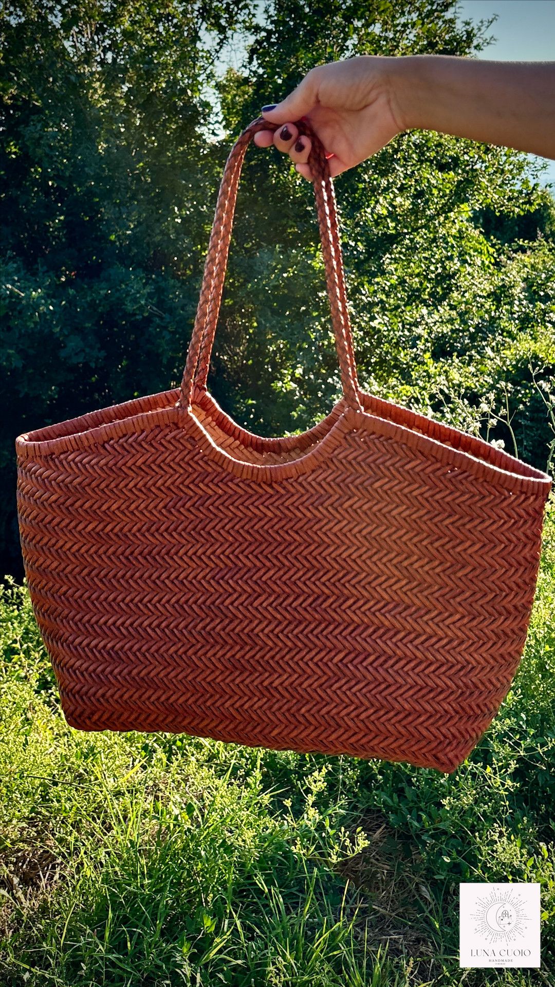 Vera Pelle Handmade Cowhide Leather Tote Bag – Woven Shoulder Bag Size ONE SIZE - 5 Thumbnail