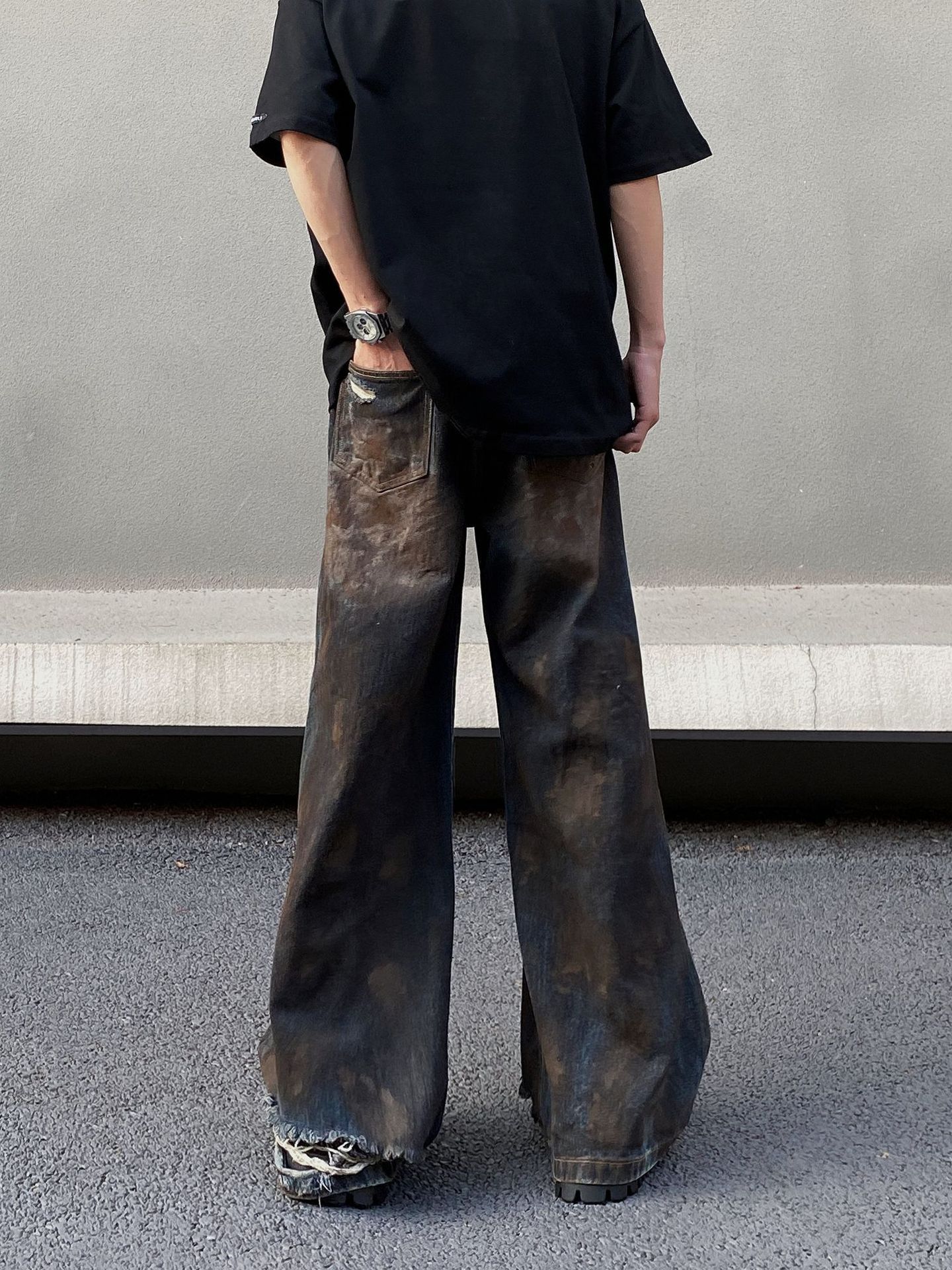 Japanese Brand American retro distressed ripped jeans for men Size US 32 / EU 48 - 4 Thumbnail