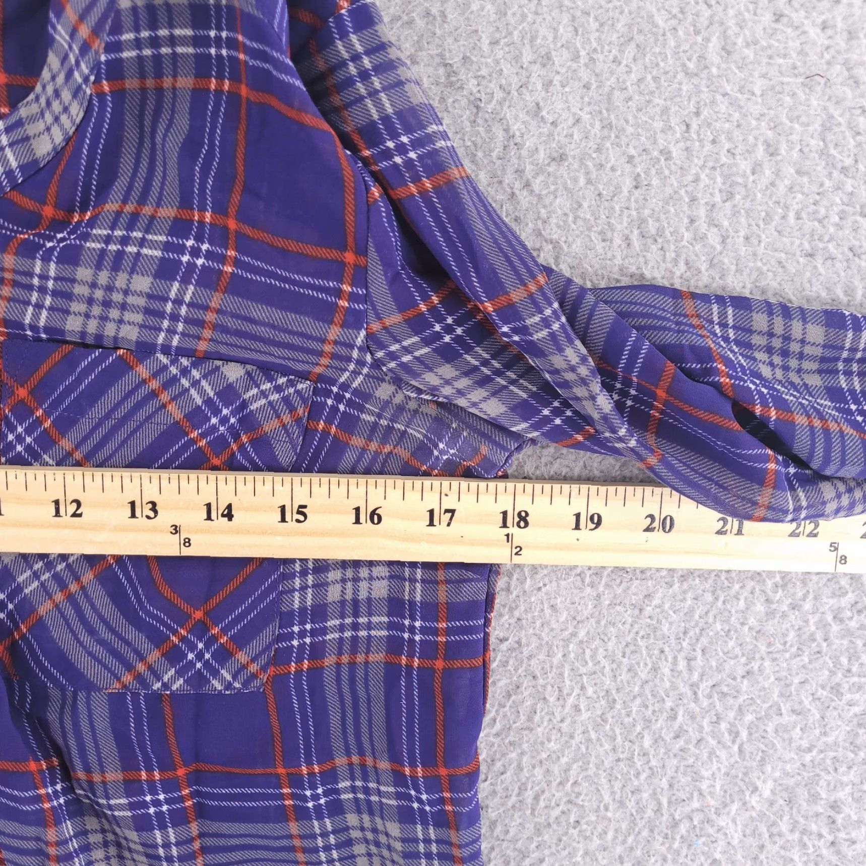 Merona Merona Blouse Shirt Womens Small Purple Sheer Plaid Popover Knit? Size S / US 4 / IT 40 - 6 Thumbnail