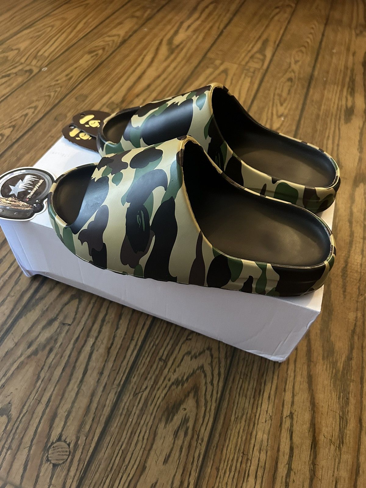 Bape Bape 1st Camo Yellow Camo “Yeezy” Slides Size US 8 / EU 41 - 5 Thumbnail