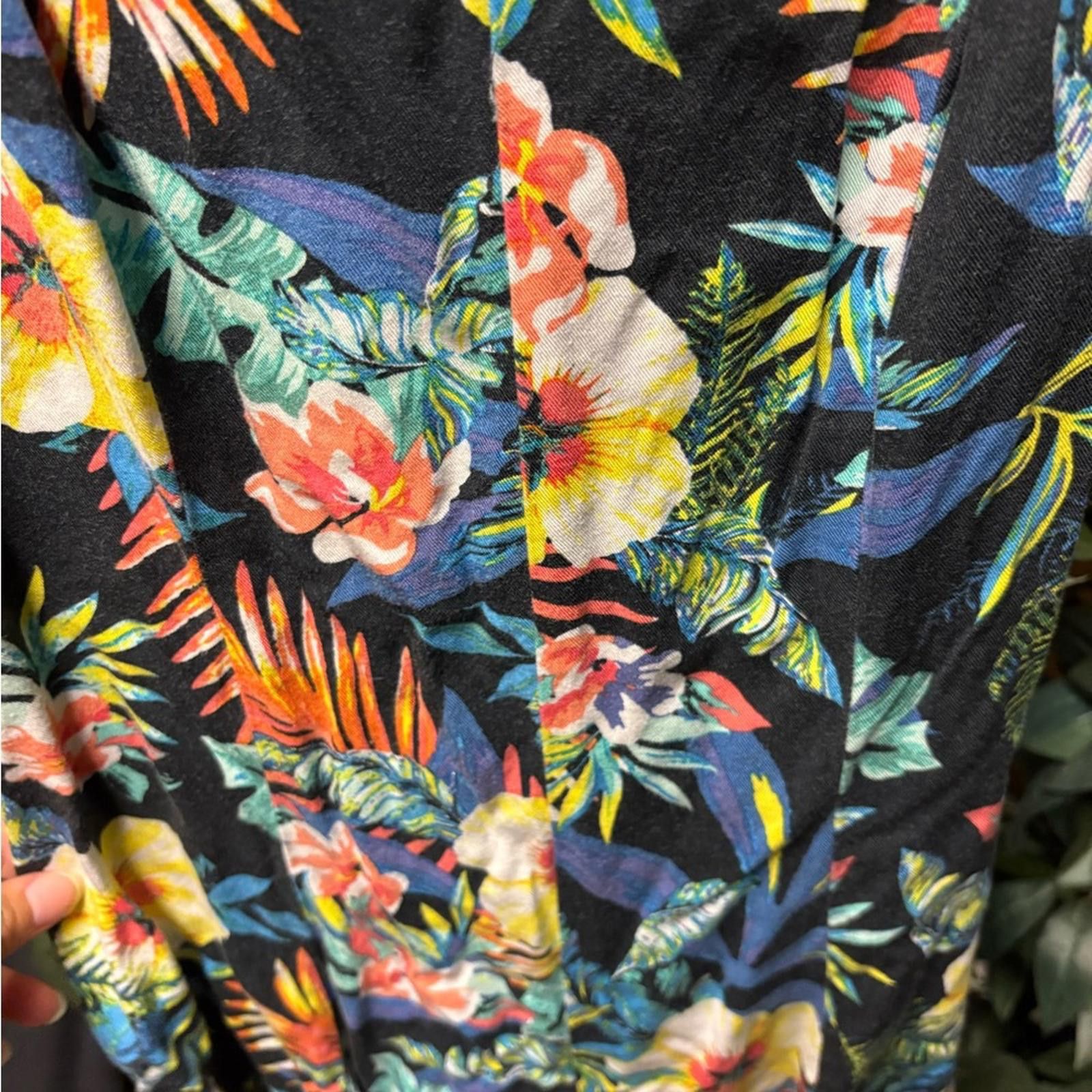 Decree Decree Blue and Green Dress with Tropical Floral Pattern Size M / US 6-8 / IT 42-44 - 2 Thumbnail