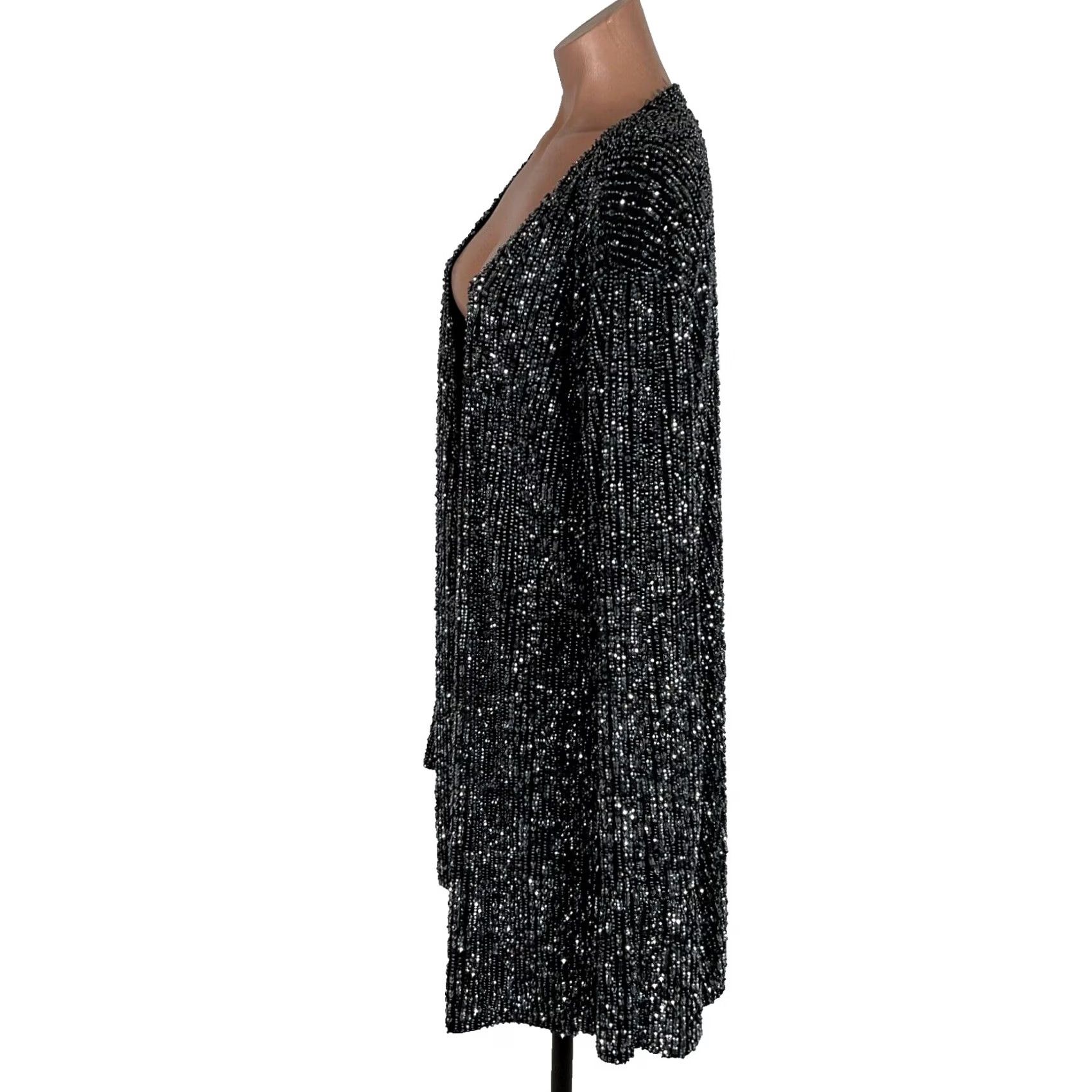 Free People NWT Free People Duster Jacket - Black Oversized 20" Long Sleeve Sz L Vintage Size L / US 10 / IT 46 - 7 Thumbnail