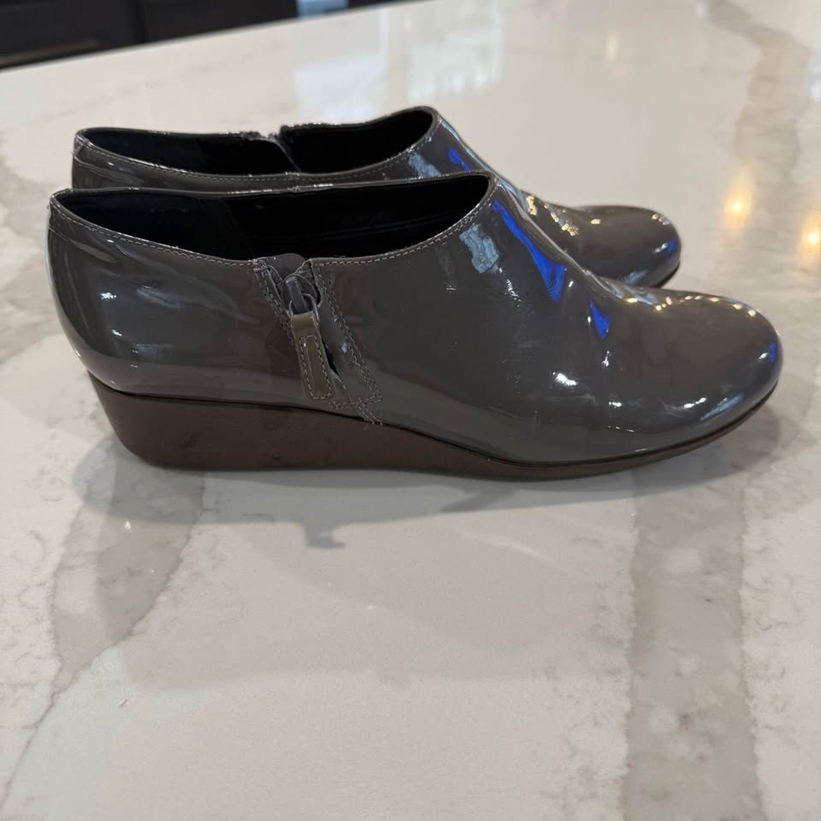 Cole Haan Cole Haan Womens 9 Patent Leather Waterproof Wedge Booties Size US 9 / IT 39 - 3 Thumbnail