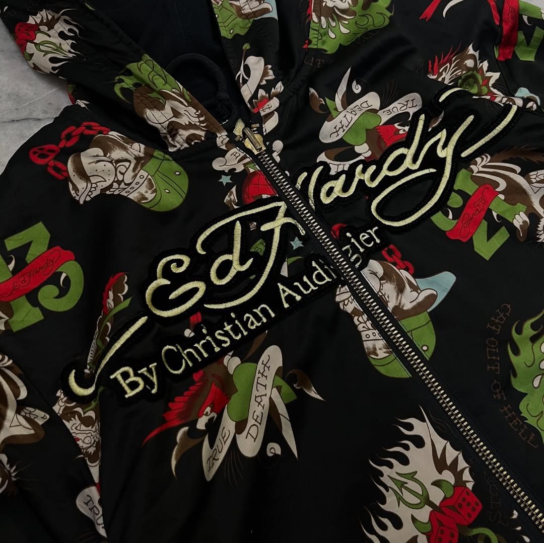 Christian Audigier × Ed Hardy Rare 🔥 ED HARDY ' Do Or Die ' Embroidery Reversible Jacket Size US L / EU 52-54 / 3 - 9 Thumbnail