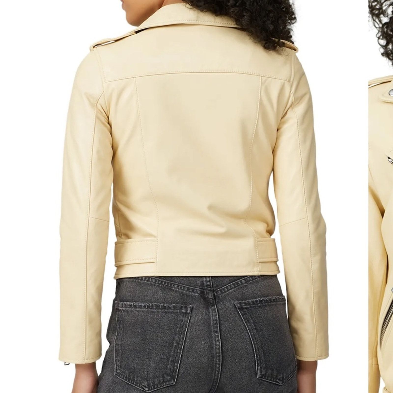 Allsaints AllSaints NWT Balfern Biker Jacket – Pale Yellow – Size 0 Size XS / US 0-2 / IT 36-38 - 3 Thumbnail