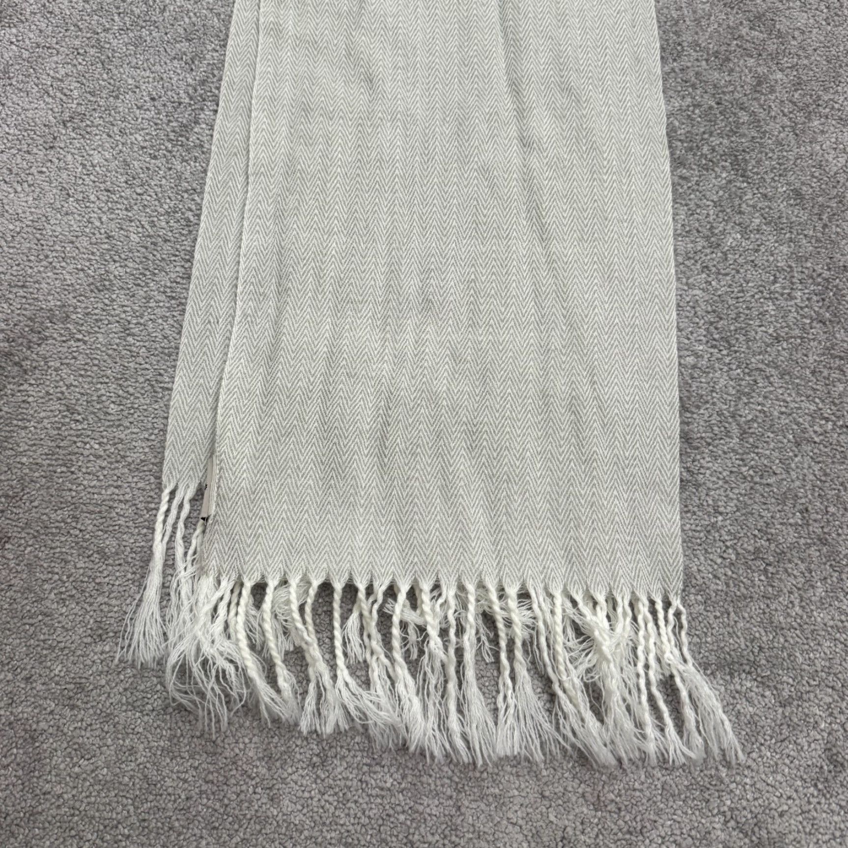 Vintage Kanata Scarf Women Knit Herringbone Gray Fringe Neck Warmer Infinity Wool Acrylic Classic 65 in Winter Size ONE SIZE - 5 Thumbnail