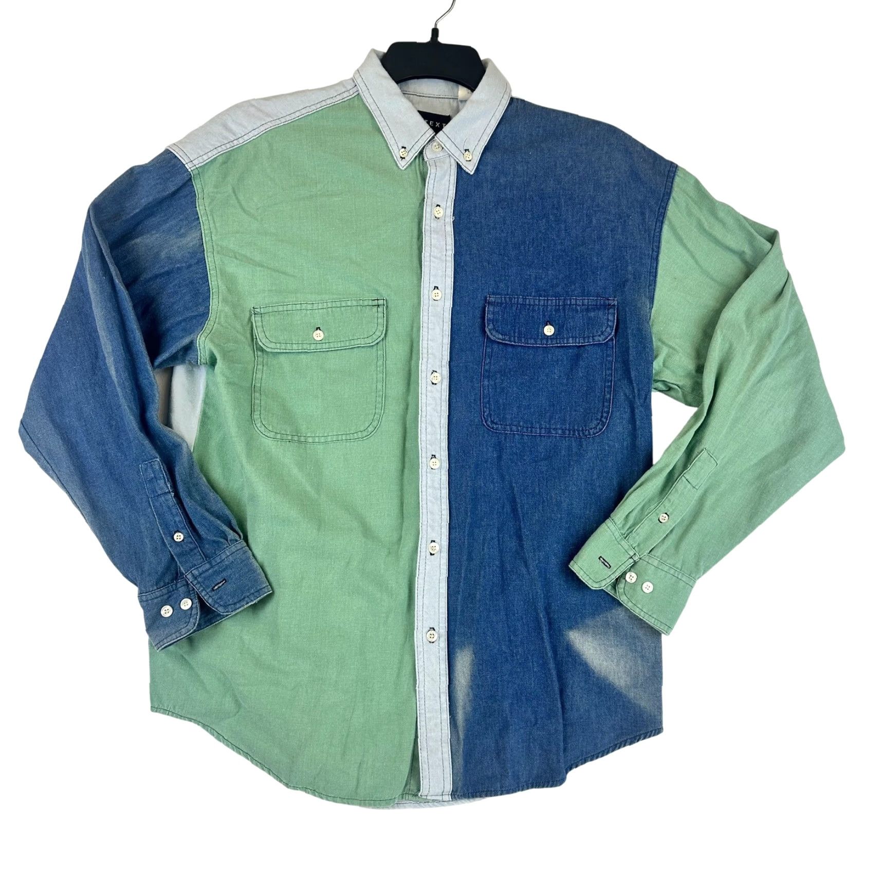 Denime Context Button-Down Shirt Mens Medium Denim Colorblock Made USA Pocket Size US M / EU 48-50 / 2 - 2 Thumbnail