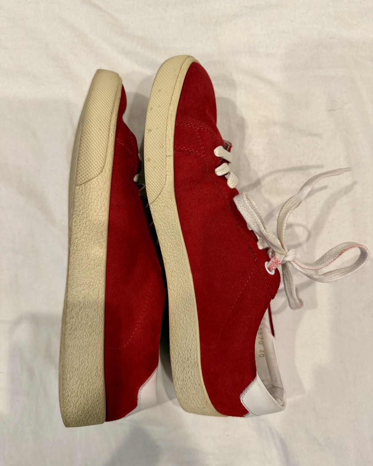 Saint Laurent Paris Saint Laurent Red Suede Low-Top Sneakers – EU 40 Size US 7 / EU 40 - 4 Thumbnail