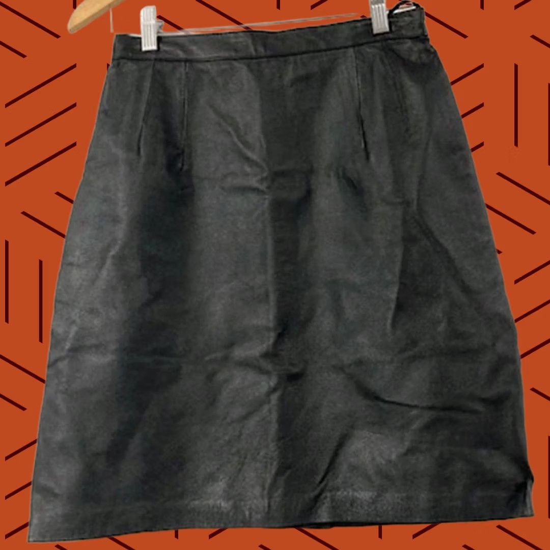 Vintage Newport News Genuine Leather Skirt Black Knee Length Lined - Size 6 Size 28" / US 6 / IT 42 - 1 Thumbnail