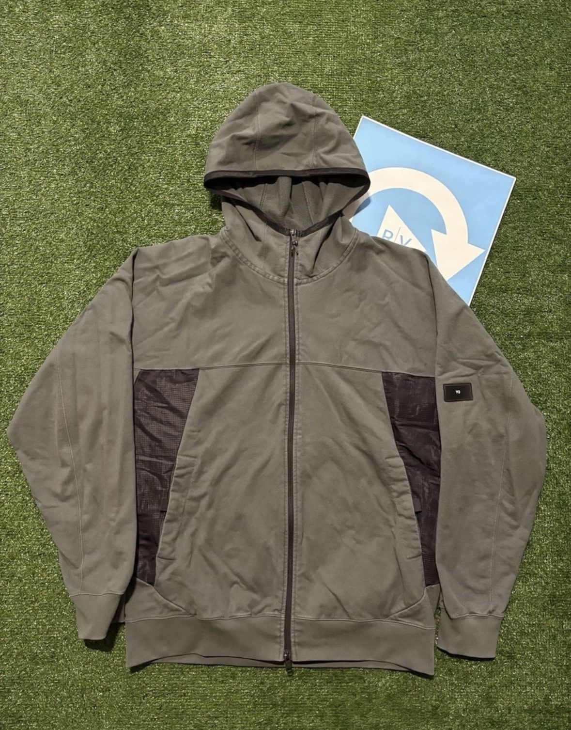 Y-3 X ADIDAS STRETCH TERRY ZIP HOODIE LARGE