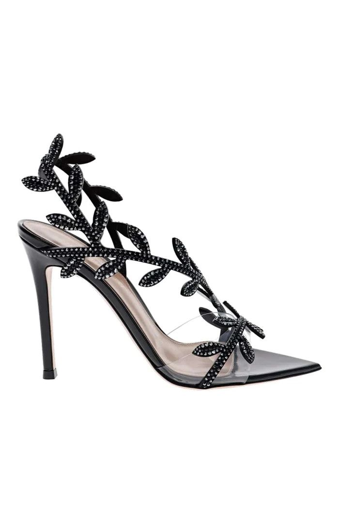Gianvito Rossi o1s22i1n0425 Crystal Flavia Sandals in Black Size US 10 / IT 40 - 1 Thumbnail