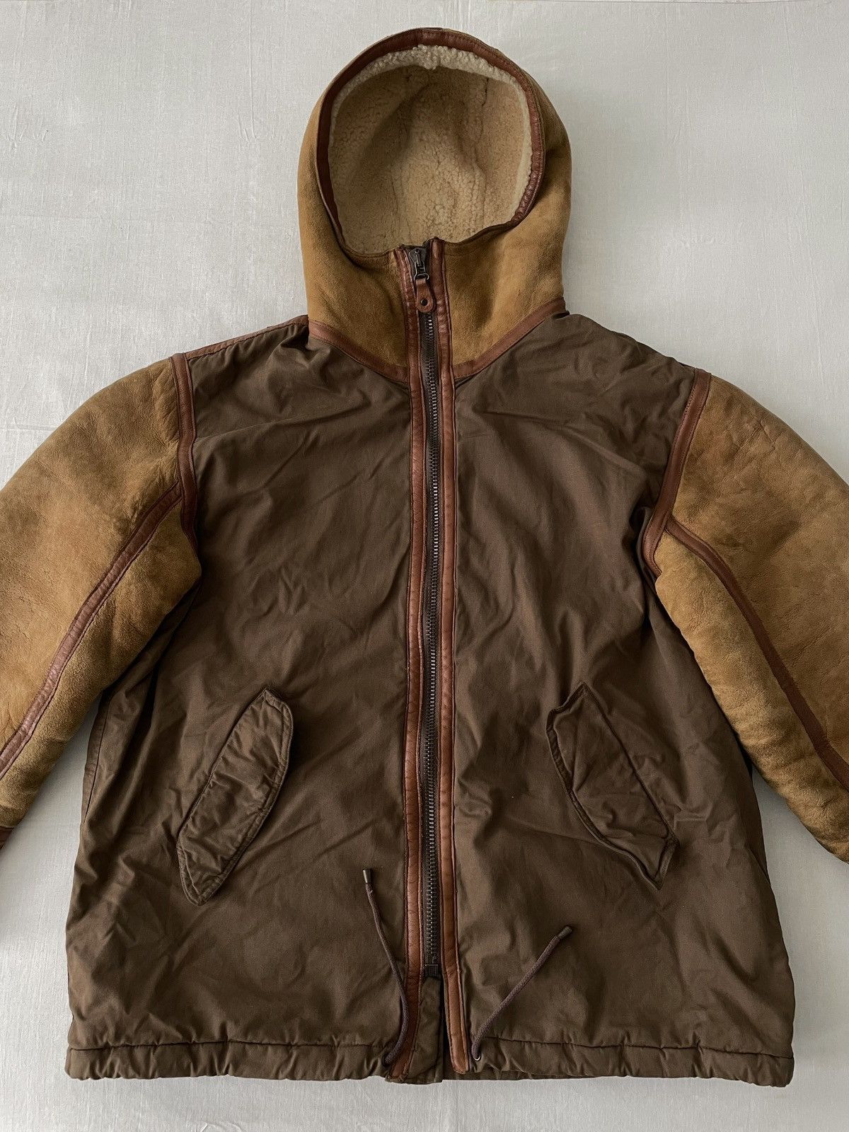 Chevignon Chevignon Shearling Sheepskin Hooded Bomber Jacket Parka B3 Size US L / EU 52-54 / 3 - 2 Thumbnail