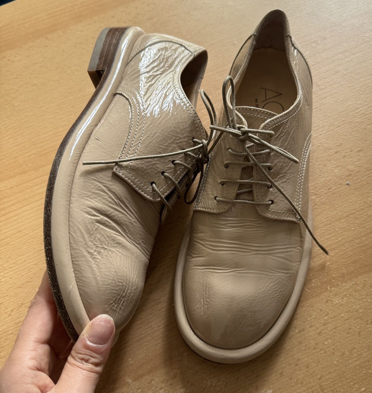 Other ADL Textured Leather Derby Shoes – Beige/Taupe – Size EU 36 Size US 5 / IT 35 - 5 Thumbnail