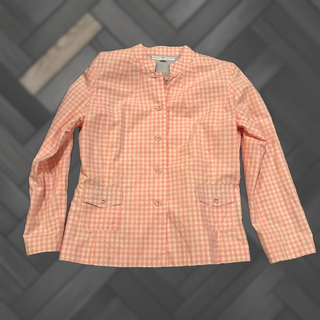 Tommy Hilfiger Tommy Hilfiger Golf Jacket Womens Medium Pink Gingham Plaid Button Coat Preppy Casual Jacket Womens M Pink Logo Vintage No Size M / US 6-8 / IT 42-44 - 1 Thumbnail