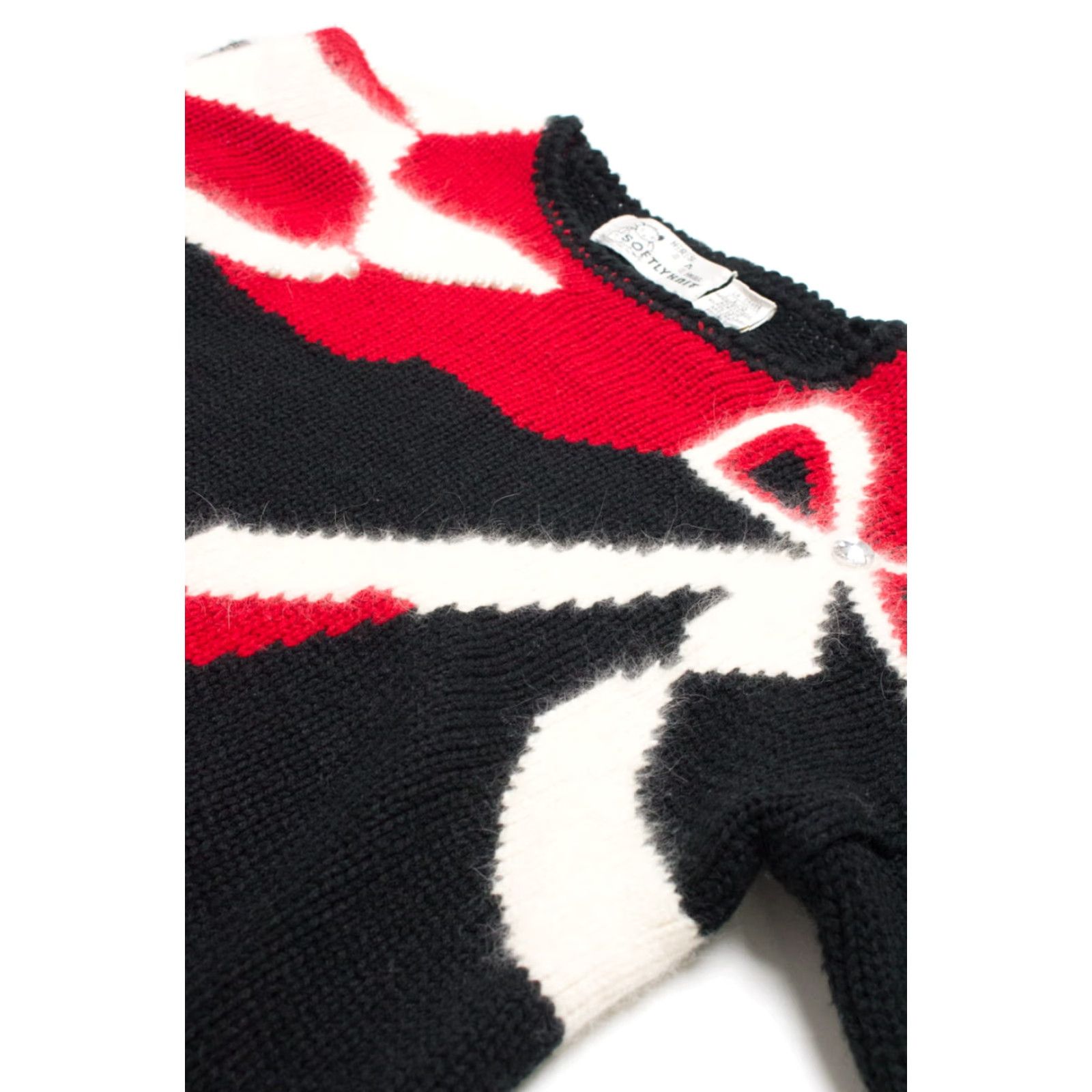 Vintage Vintage Softly Knit 80s Sweater Large Black Abstract Pattern - Knit Wool Angora Acrylic Rabbit Hair Nylon Mock - Mens Womens? Size L / US 10 / IT 46 - 2 Thumbnail
