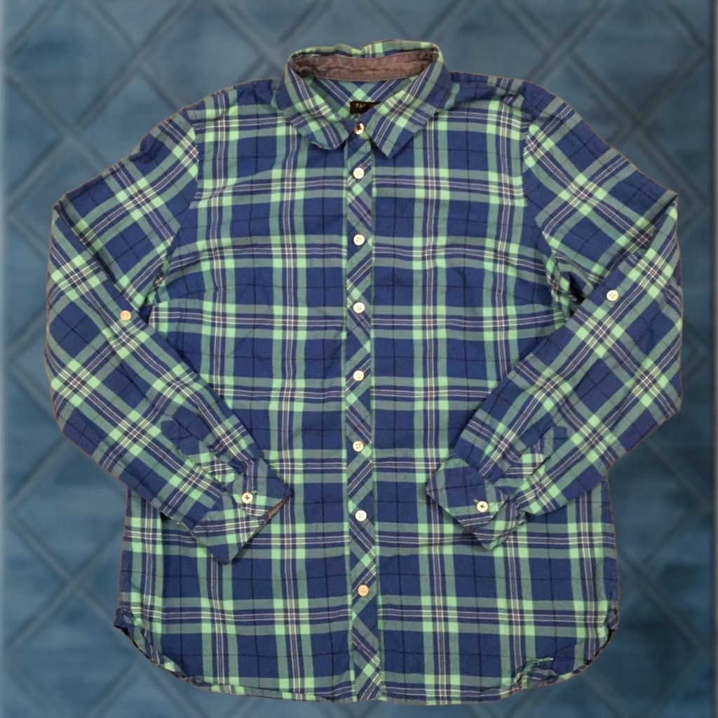 Talbots Talbots Petites Shirt Womens PM Blue Plaid Roll Tab Long Sleeve Button-Up Size M / US 6-8 / IT 42-44 - 1 Thumbnail