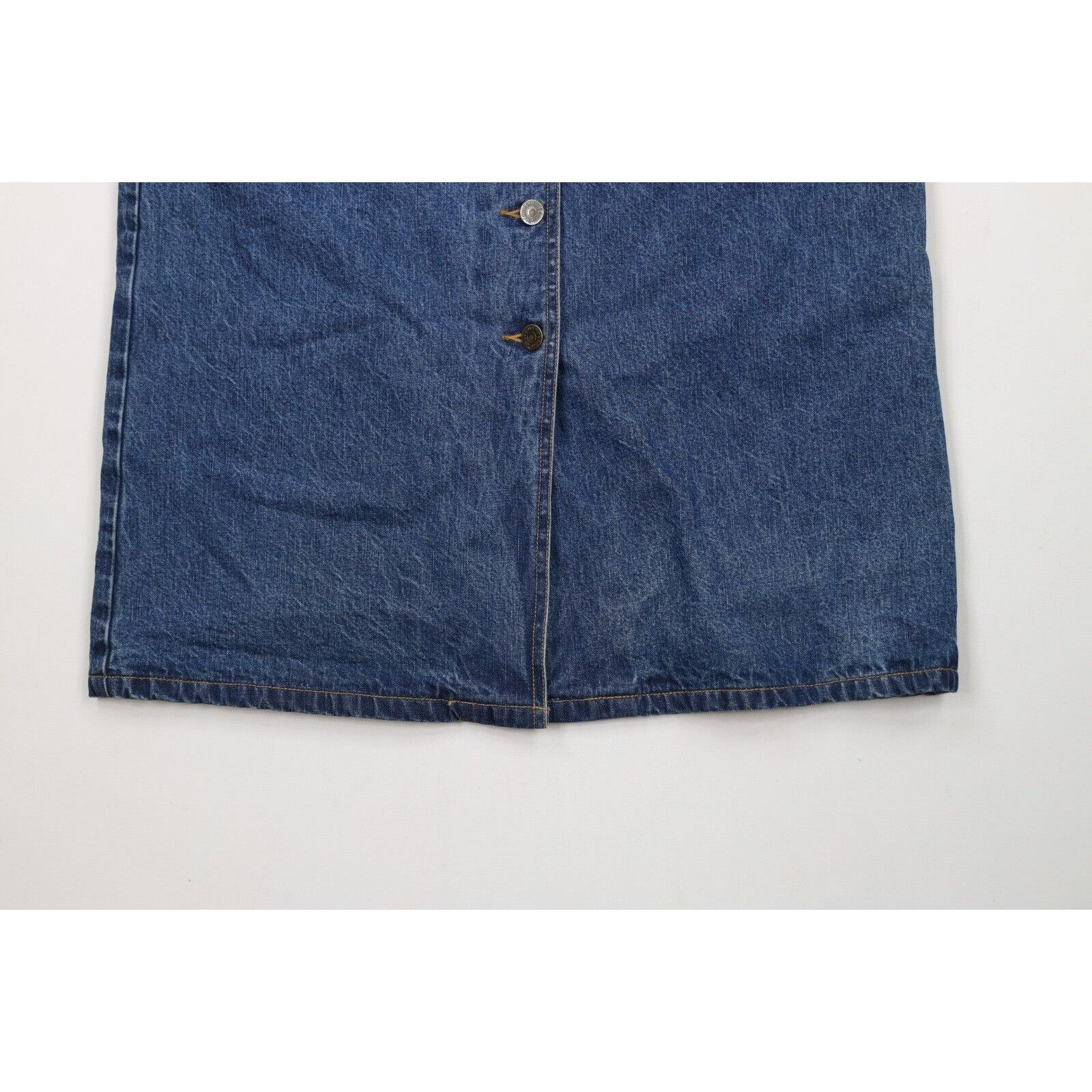 Eddie Bauer × Vintage Vintage 90s Eddie Bauer Distressed Flannel Lined Denim Skirt Size 30" / US 8 / IT 44 - 4 Thumbnail