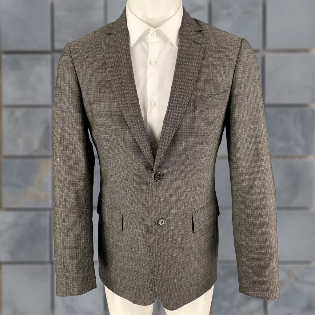 John Varvatos JOHN VARVATOS Sport Coat Grey Grid Wool Notch Lapel Size 40 Men Adult Jacket Size US XXS / EU 40 - 1 Thumbnail