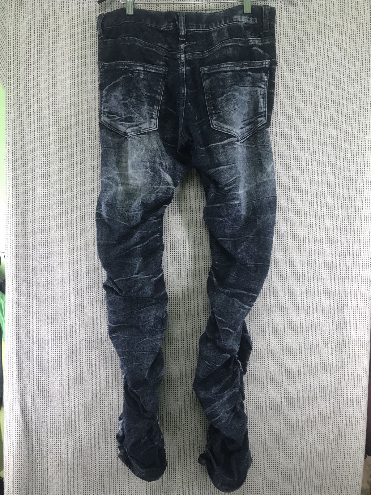 Japanese Brand Vintage Distressed Stacked Denim Jeans Washed Black Slim Fit Size US 33 - 2 Thumbnail