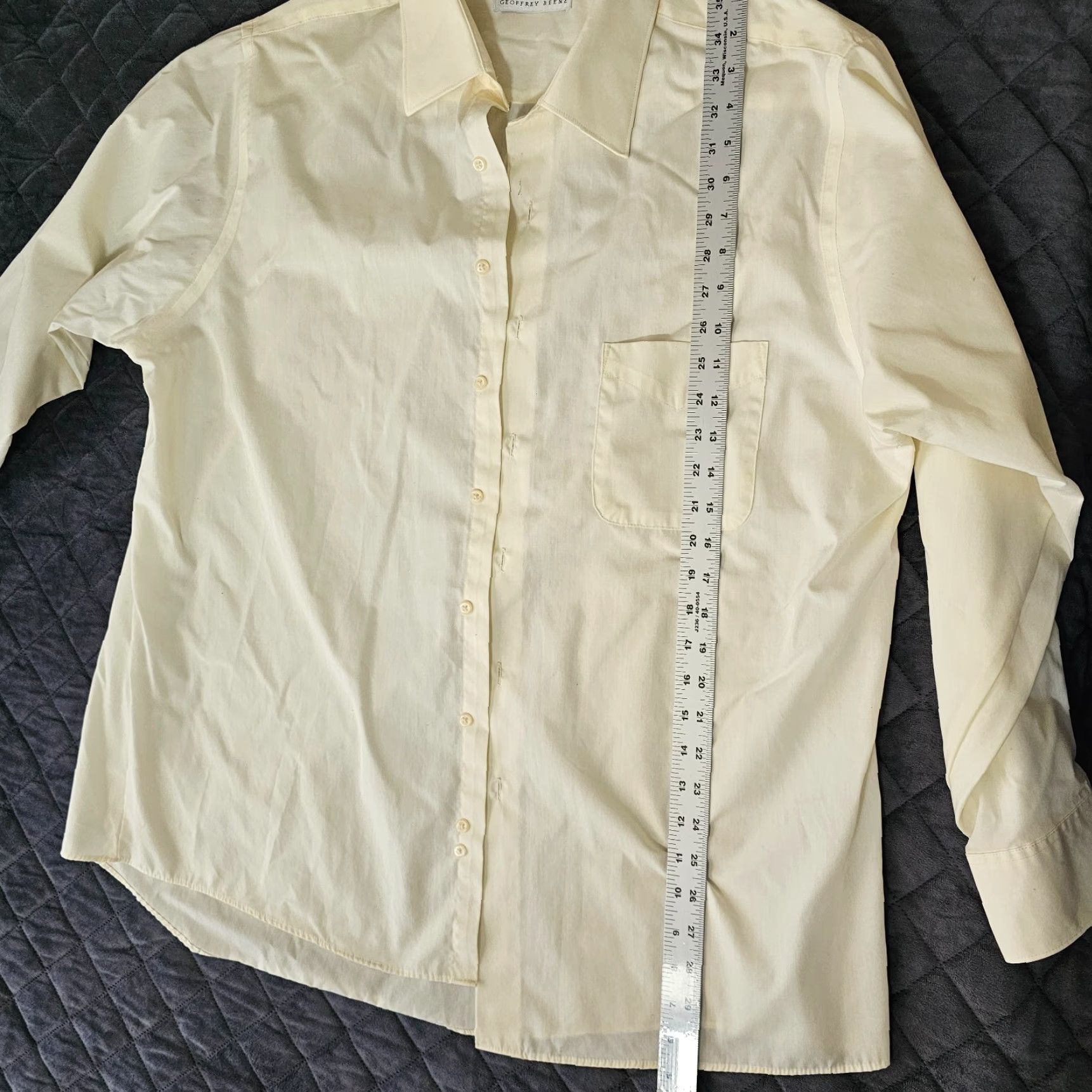 Geoffrey Beene Geoffrey Beene Dress Shirt Mens Size 15.5 32/33 Wrinkle Free Yellow Classic Vintage Button Collared Chest 25 in Long Sleeve Size 42R - 4 Thumbnail