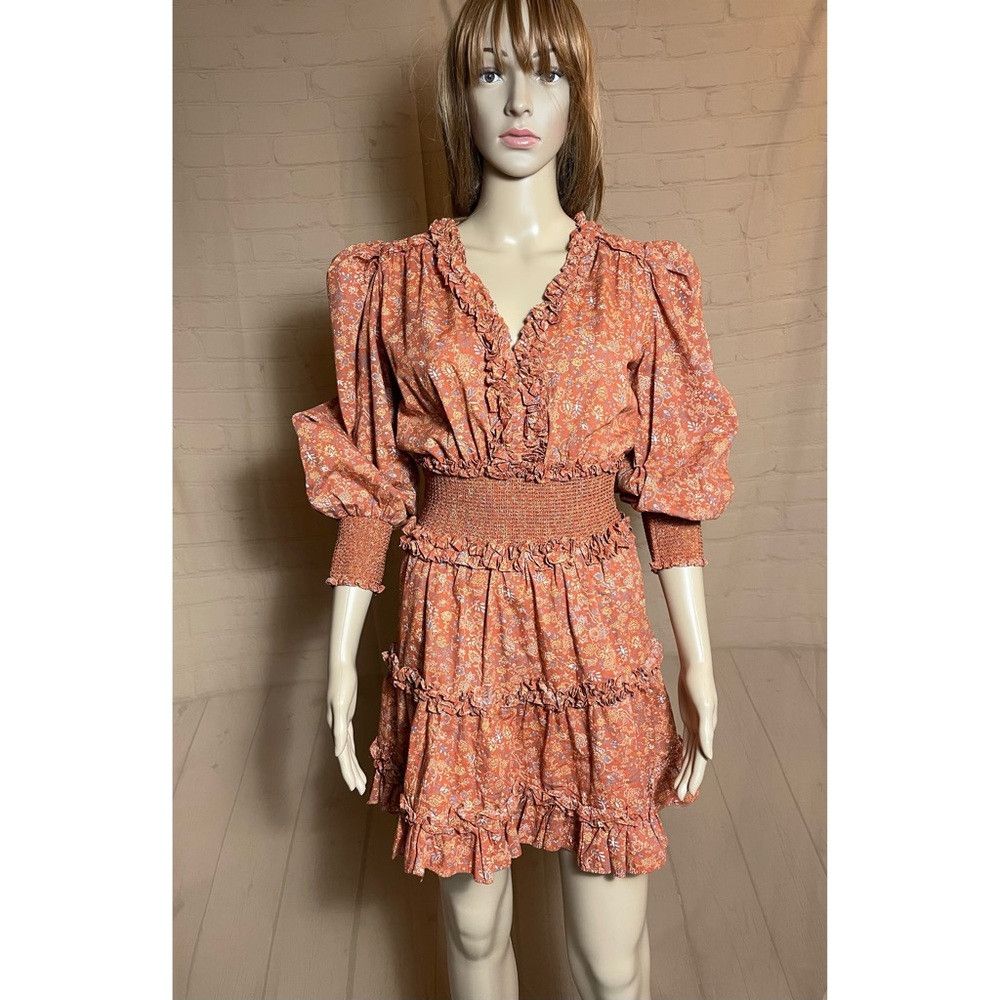 House of Harlow NWT New HOUSE OF HARLOW 1960 V-neck Smocked Waist Tiered Ru Size S / US 4 / IT 40 - 2 Thumbnail