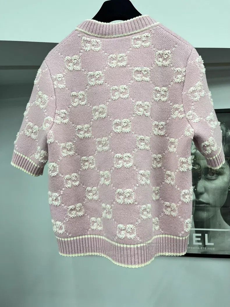 Gucci Gucci Pink full logo knitted short sleeves Size M / US 6-8 / IT 42-44 - 3 Thumbnail