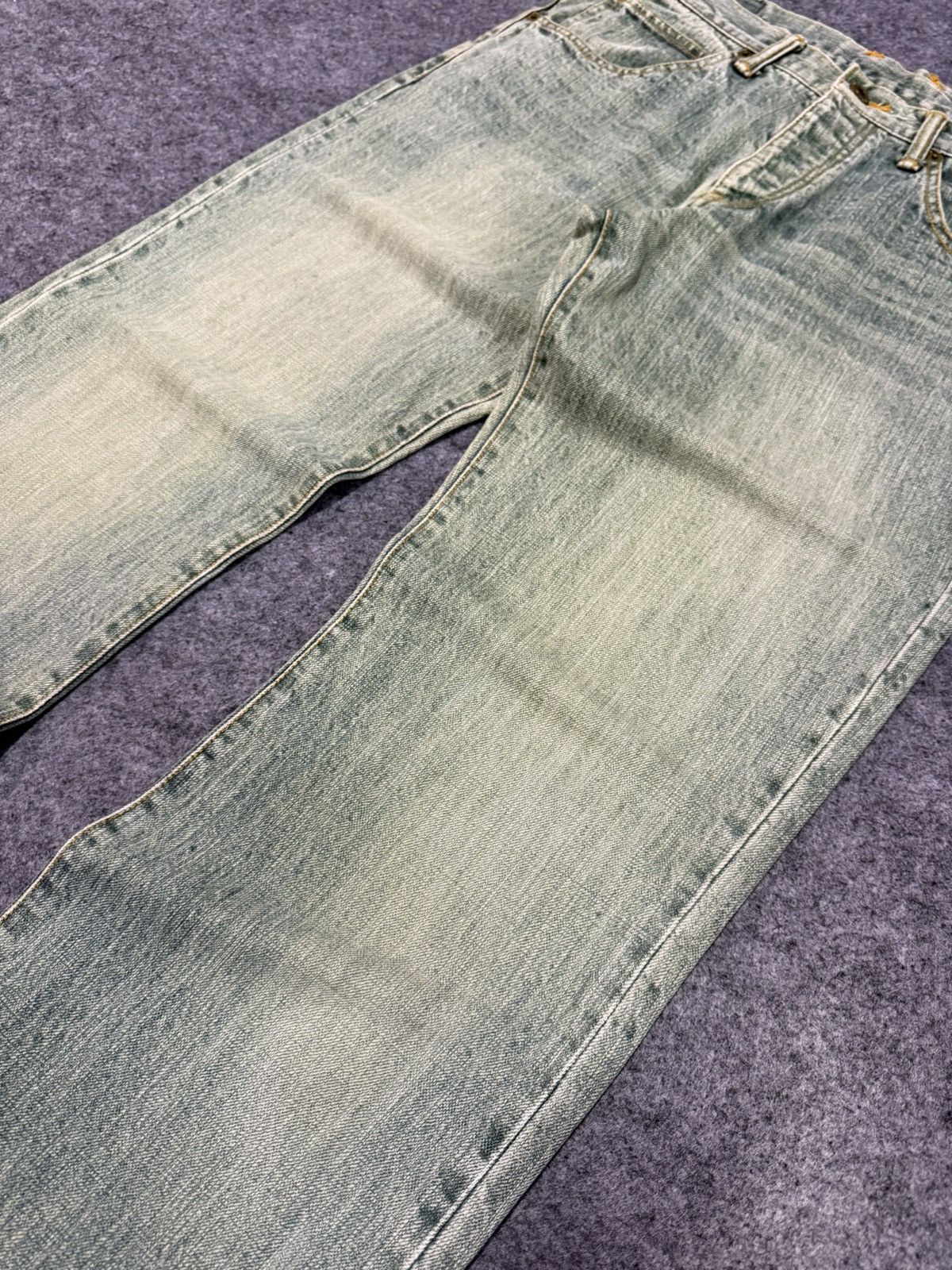 Blue Blue Japan × Hoodlamb × Japanese Brand Circulation Japan Hemp denim blend Weed Dyed Flared Jeans Size US 32 / EU 48 - 5 Thumbnail