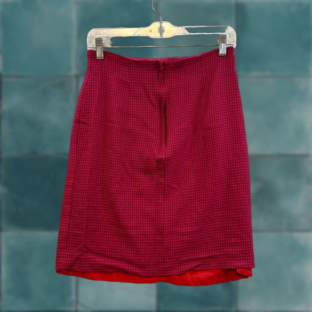 Vintage VINTAGE 80s 90s Knee High Skirt Red Houndstooth Mod Pinup Size 4 Adult Womens Size 27" / US 4 / IT 40 - 1 Thumbnail