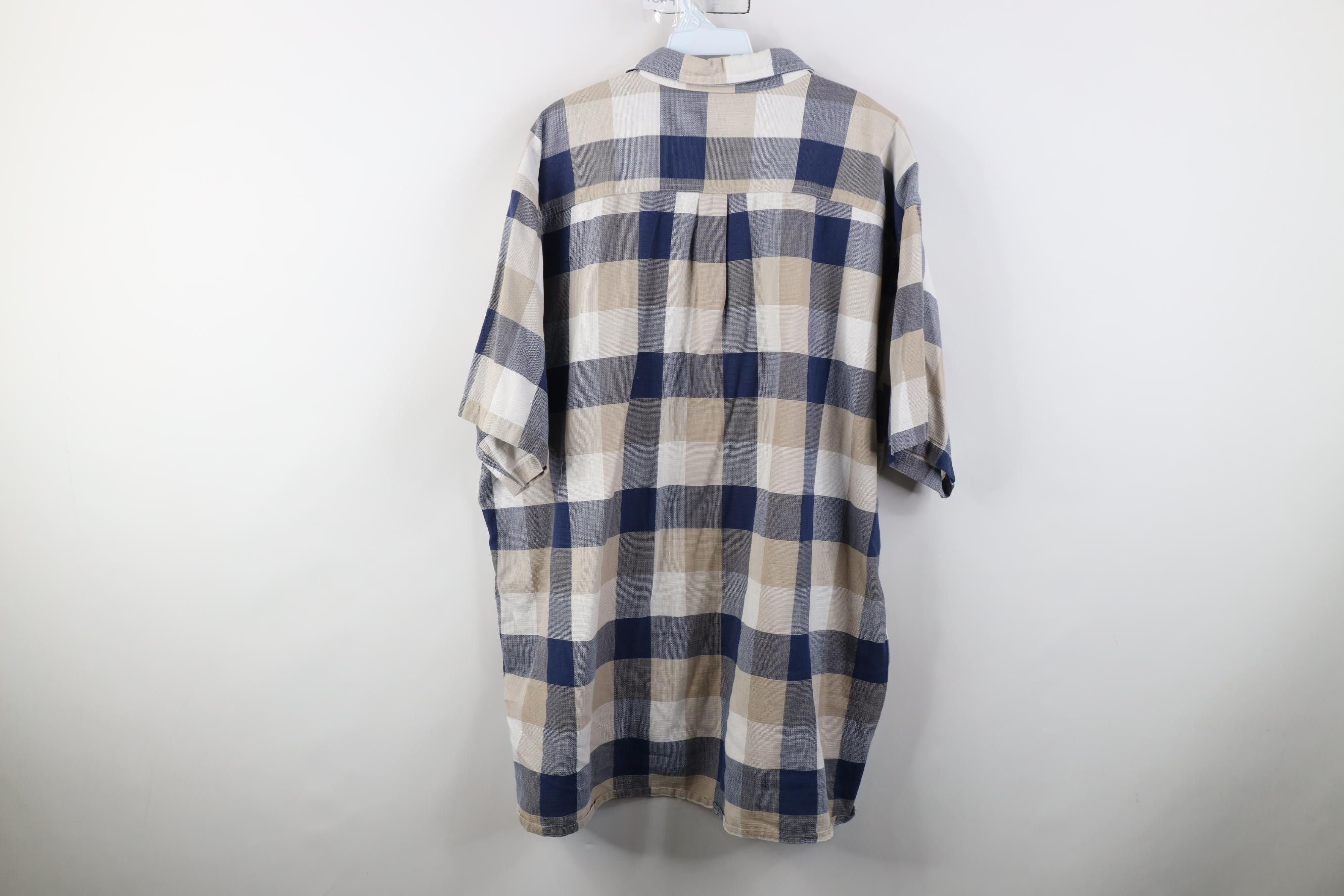 L.L. Bean Vintage 90s LL Bean Knit Short Sleeve Button Shirt Plaid Size US XXL / EU 58 / 5 - 9 Thumbnail
