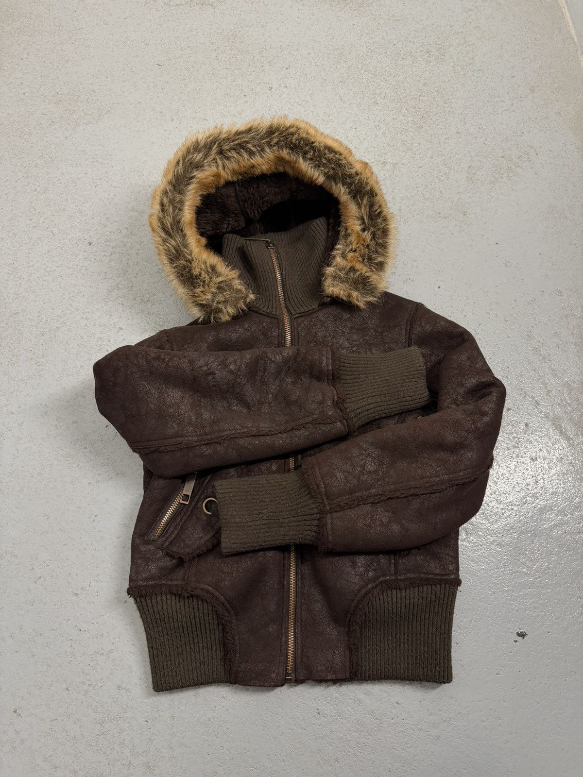 Other Suede Leather Multi-zip Narrow Waist Fur Bomber Jacket Size L / US 10 / IT 46 - 8 Thumbnail