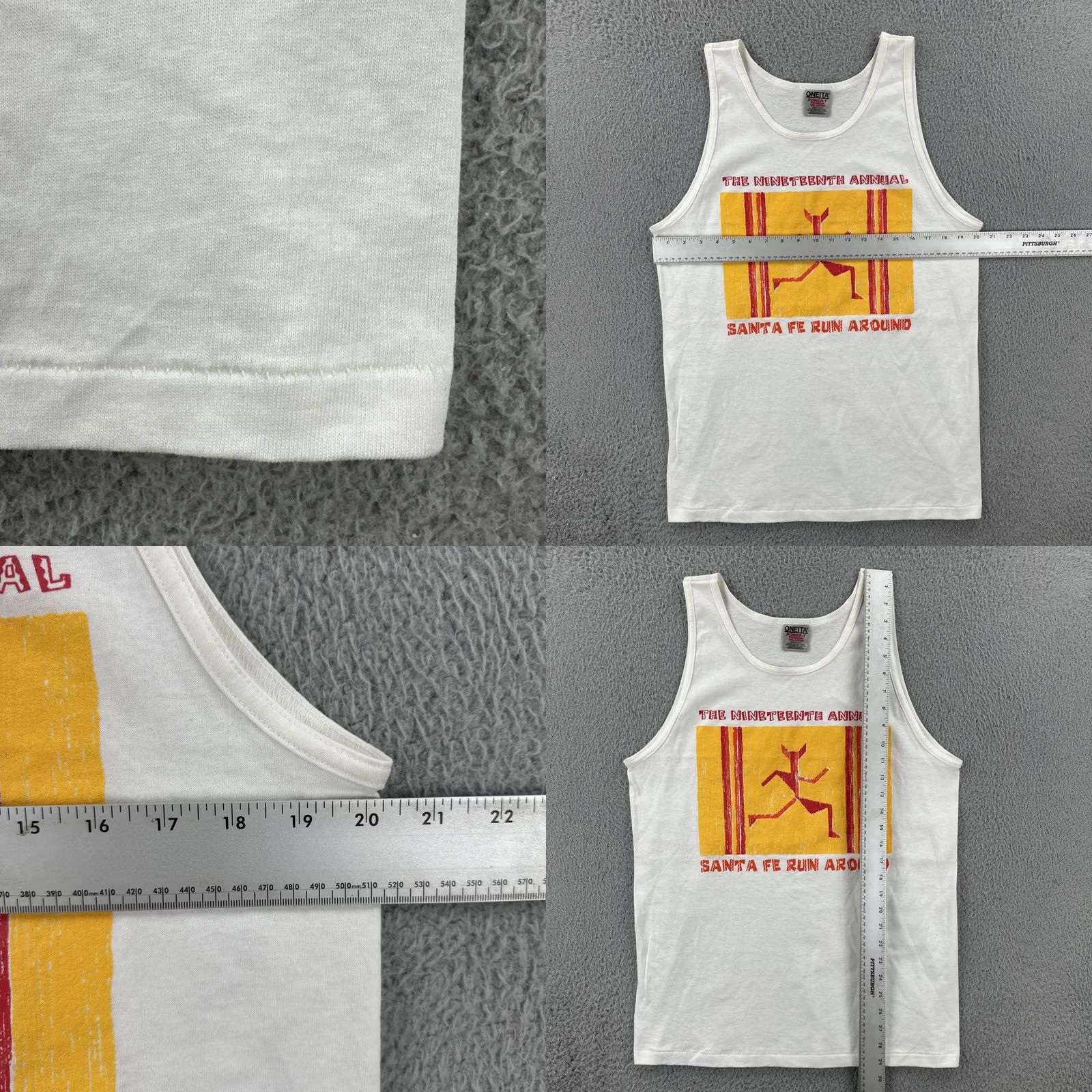 Vintage VINTAGE Oneita Power-T XL White Sleeveless Shirt USA Made 90s Mens T-Shirt Santa Fe Graphic Print Size US XL / EU 56 / 4 - 8 Thumbnail